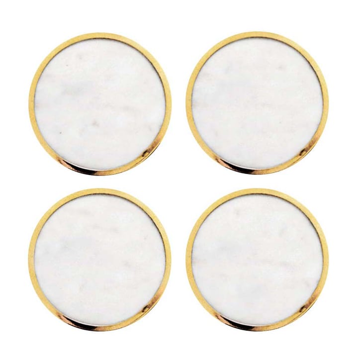 Hilke Collection コースター 4パック - White marble-solid brass - Hilke Collection