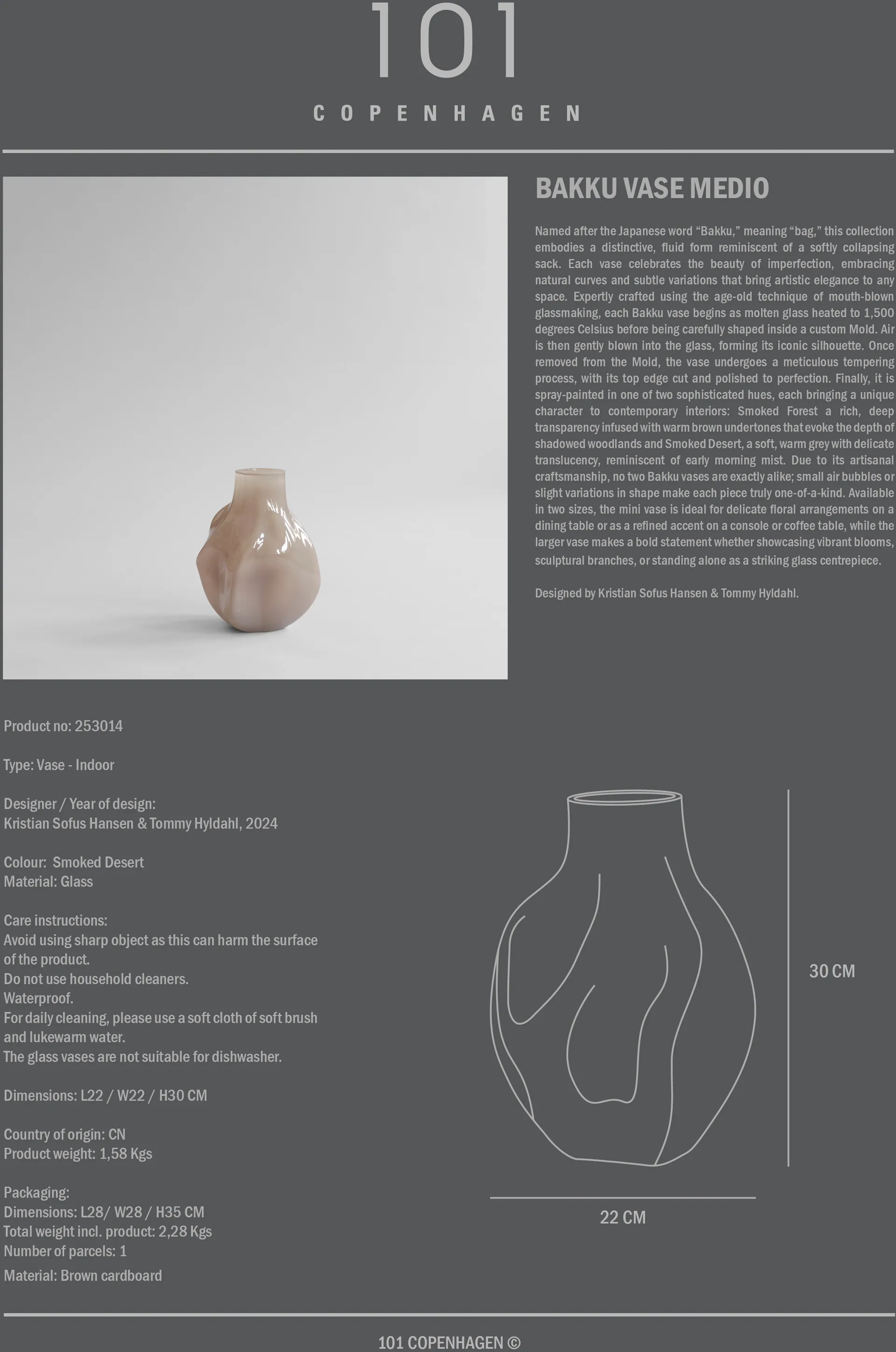 Bakku 花瓶 ミディアム, Smoked desert 101 Copenhagen