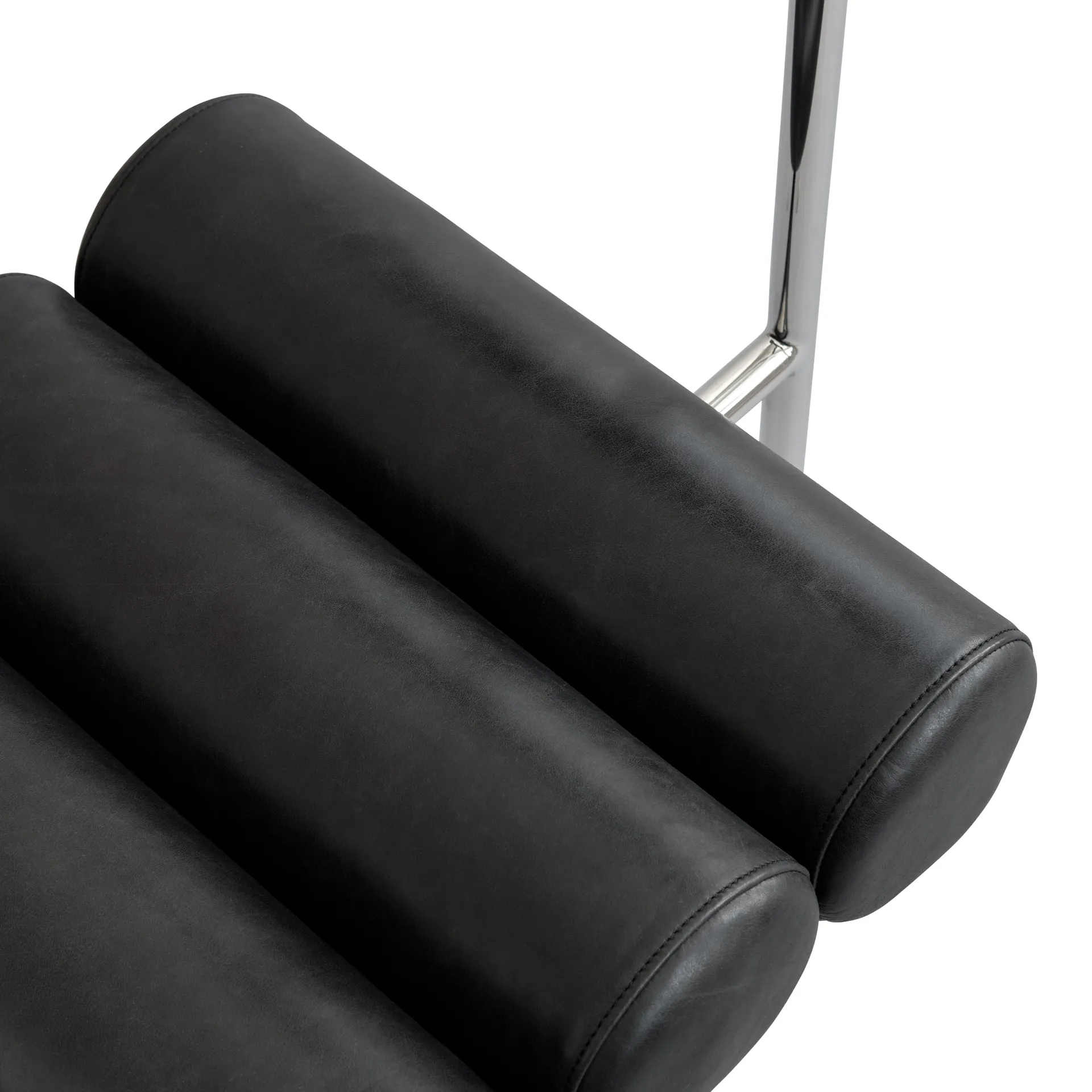 Hiro ダイニングチェア, Stainless steel-aniline leather black 101 Copenhagen