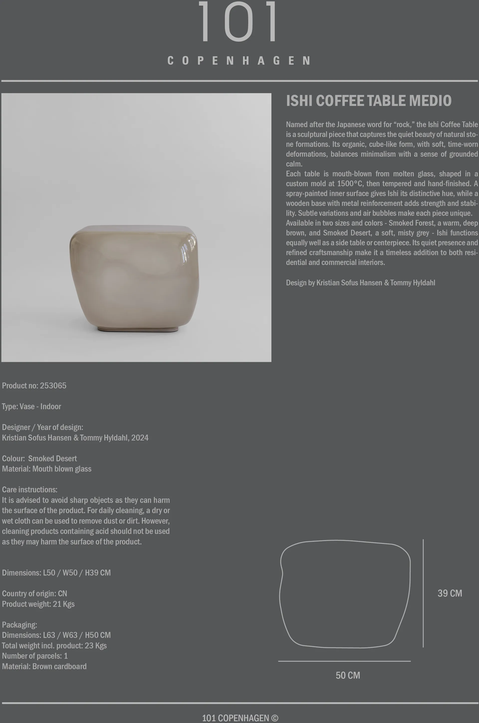 Ishi コーヒーテーブル Medium, Smoked desert 101 Copenhagen