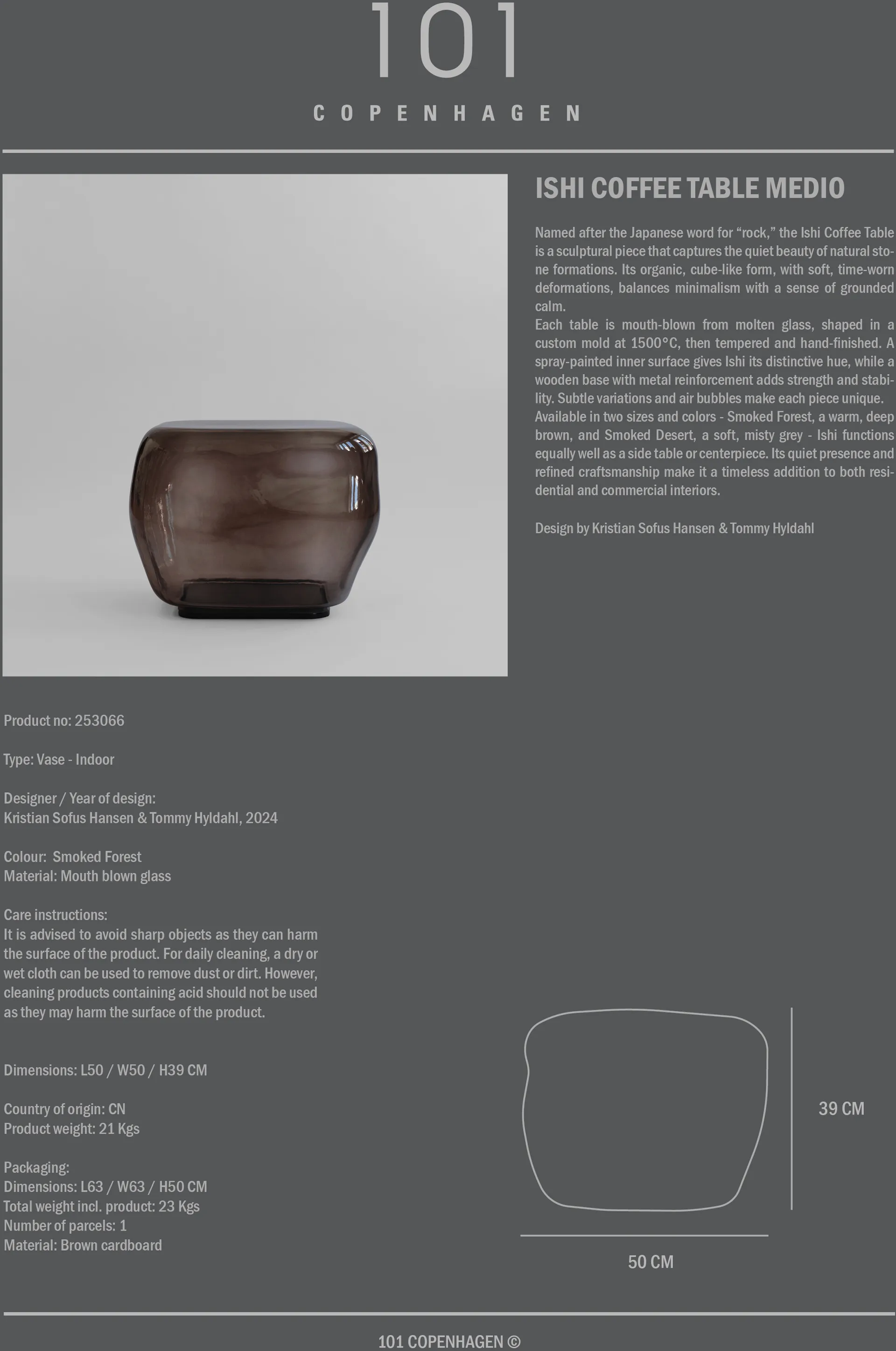 Ishi コーヒーテーブル Medium, Smoked forest 101 Copenhagen