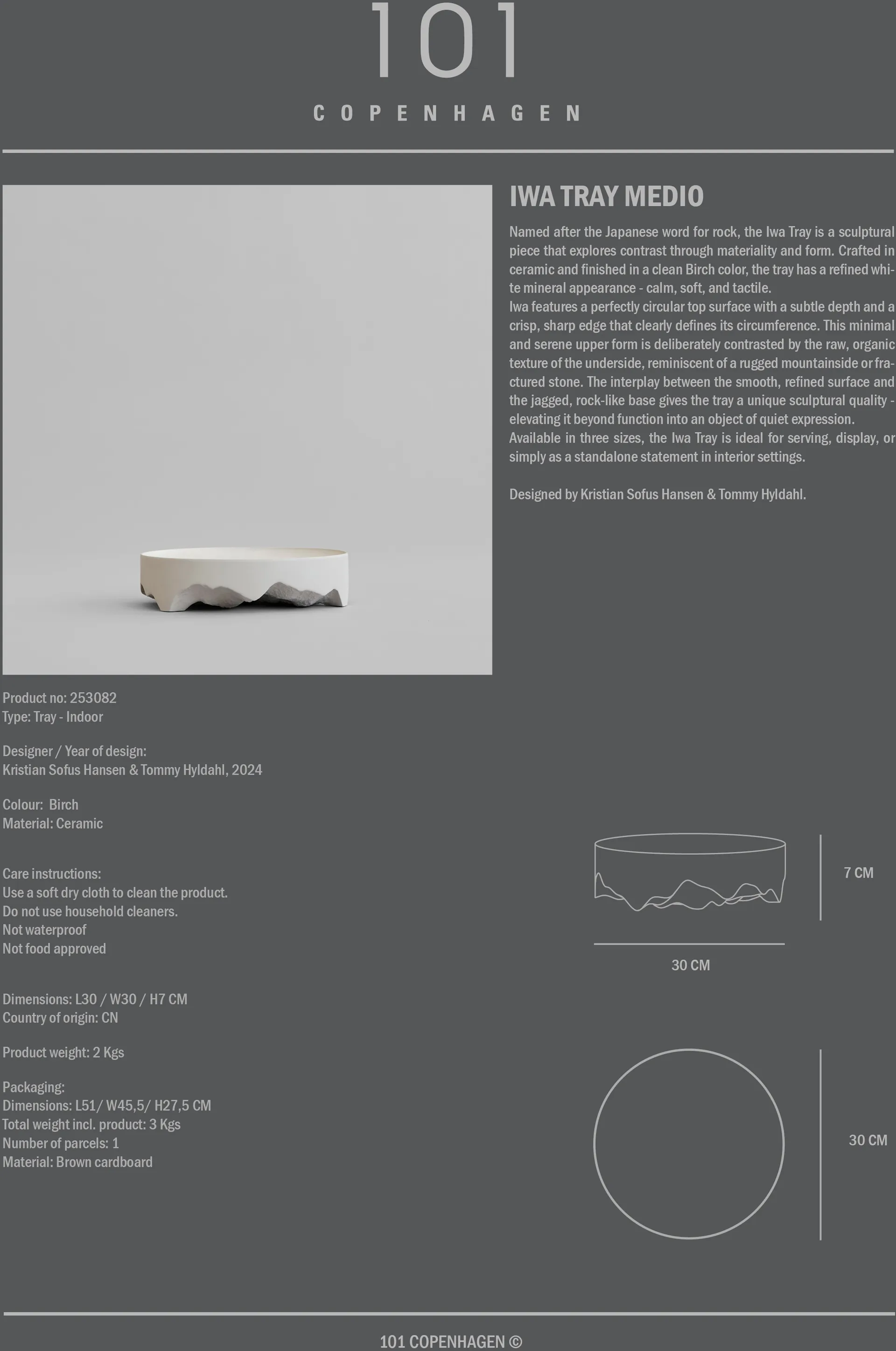 Iwa デコラティブトレイ, Birch, Ø30 101 Copenhagen