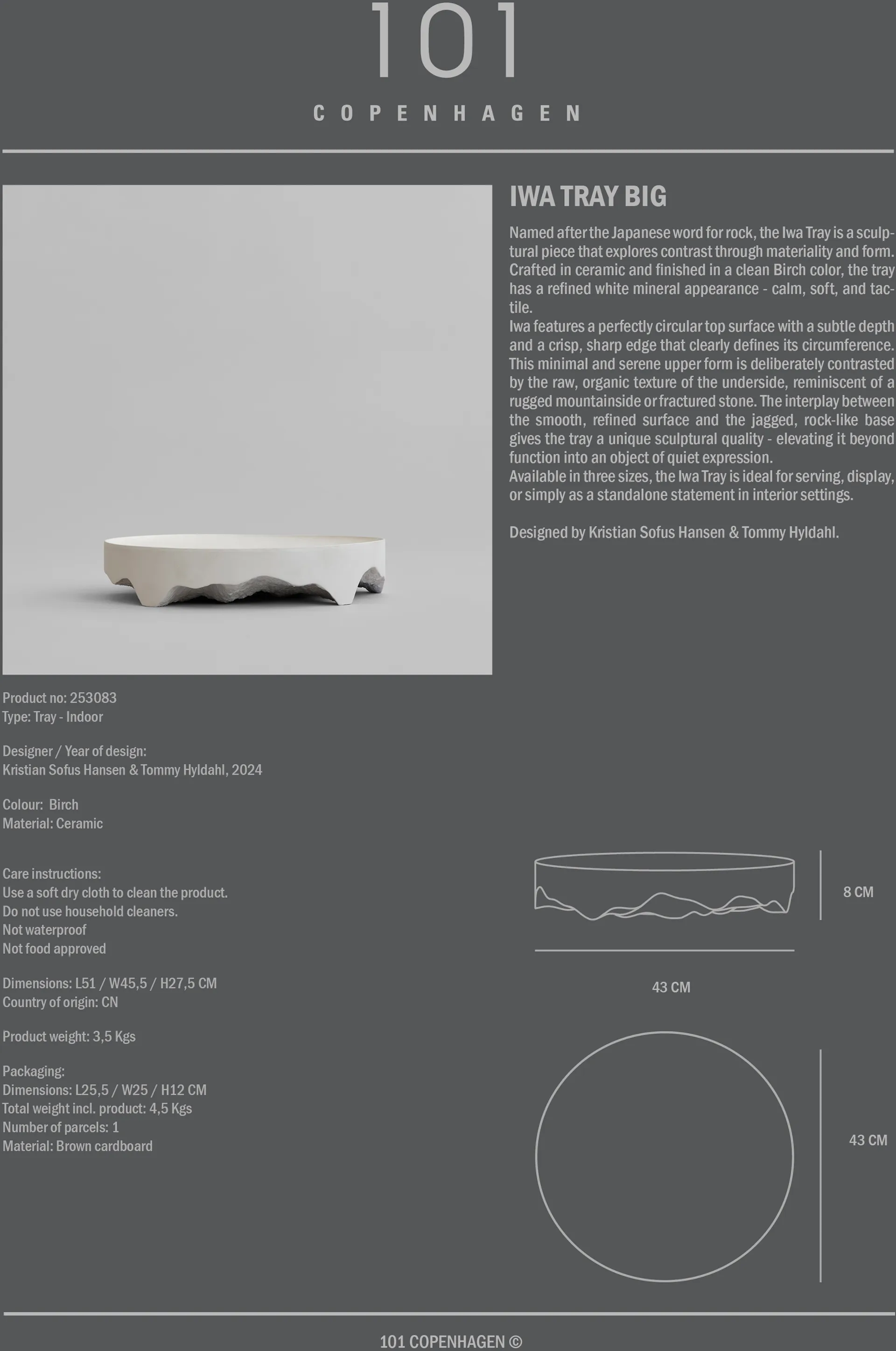 Iwa デコラティブトレイ, Birch, Ø43 101 Copenhagen