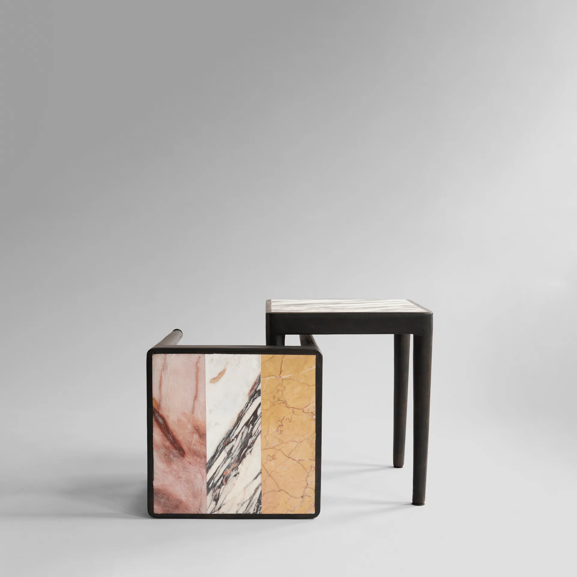 Tairu テーブル 38x38 cm ストライプ, Peach-Calacatta-Yellow 101 Copenhagen
