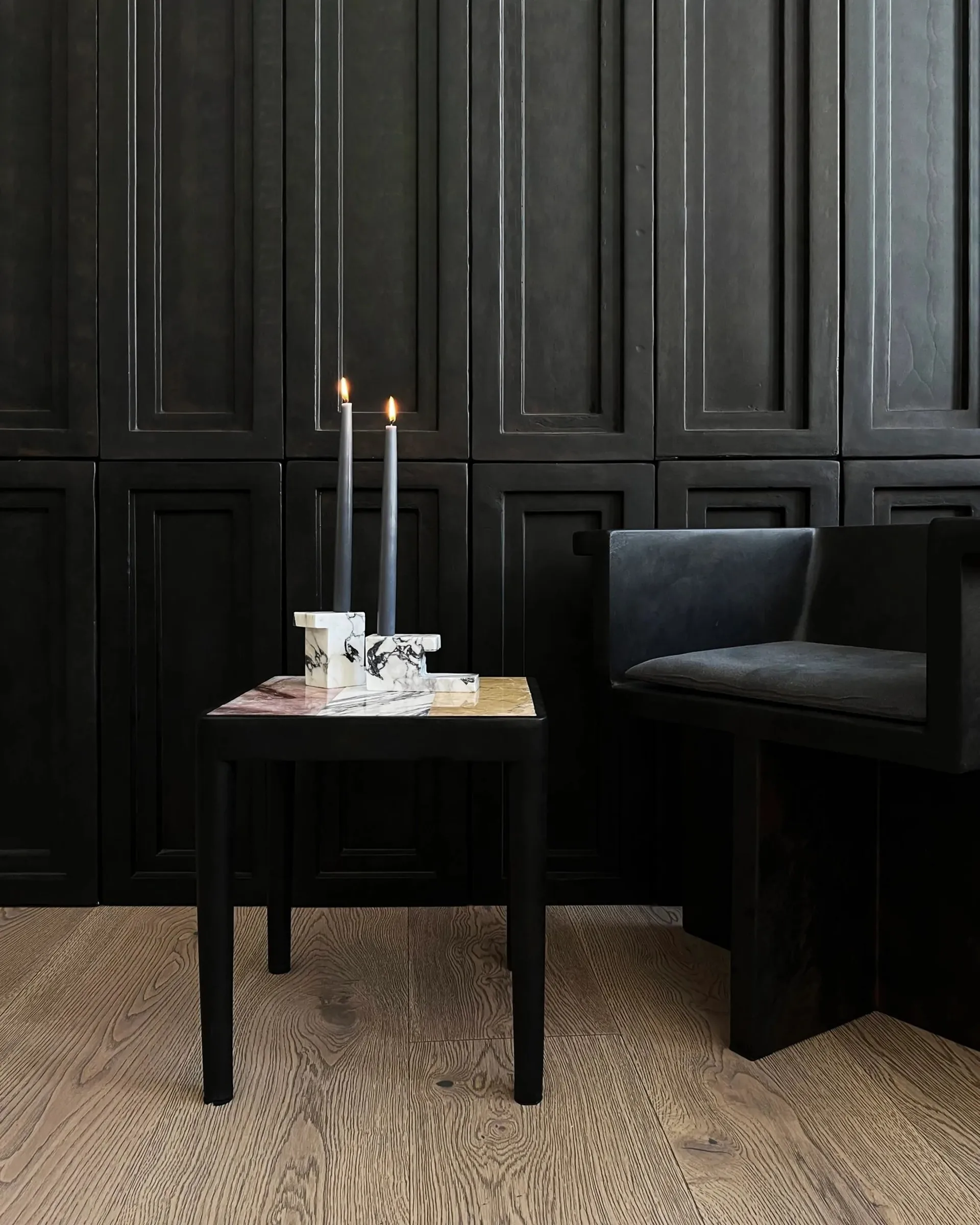 Tairu テーブル 38x38 cm ストライプ, Peach-Calacatta-Yellow 101 Copenhagen