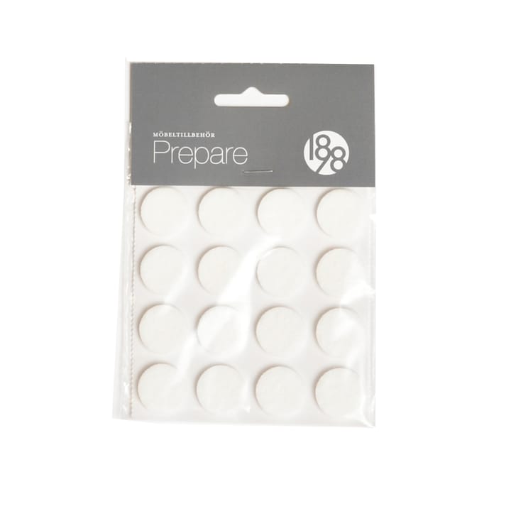 Prepare furniture フロア保護 - White, self-adhesive felt, ø20 mm, 16 pcs - 1898
