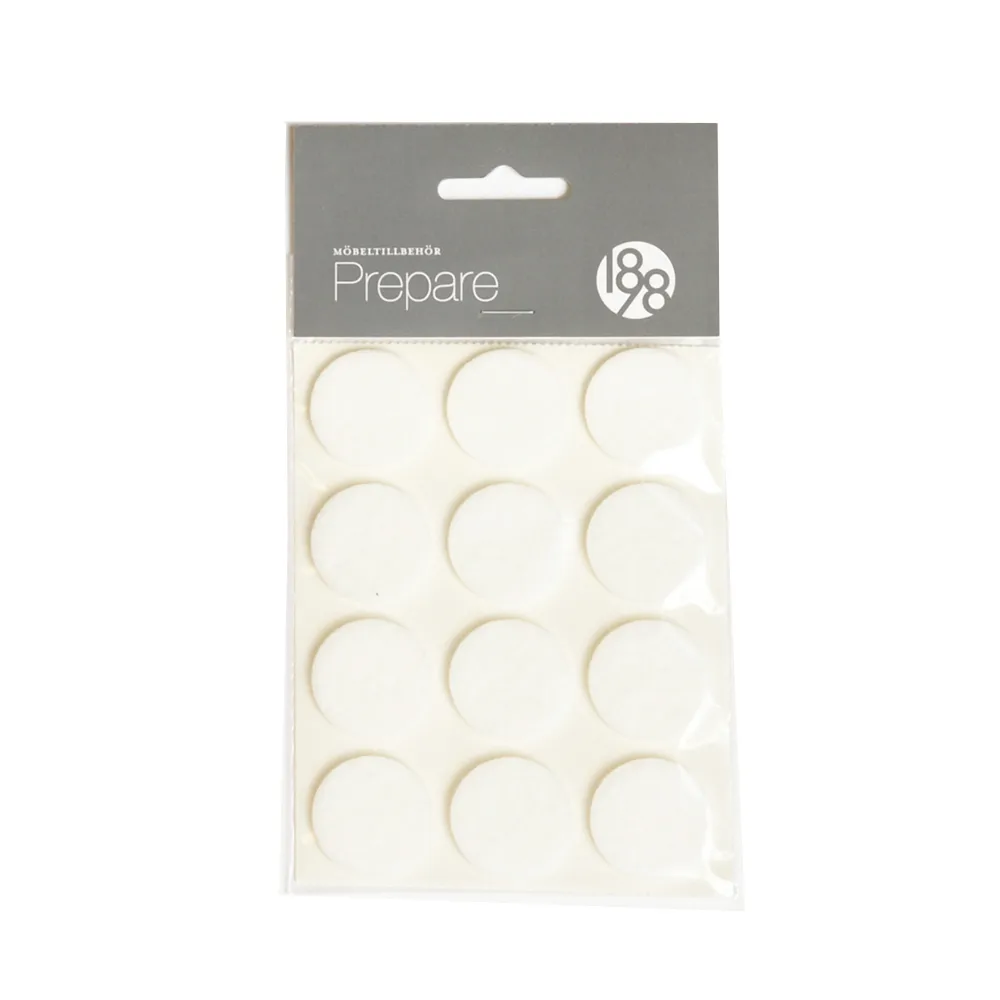Prepare furniture フロア保護, White, self-adhesive felt, ø28 mm, 12 pcs 1898