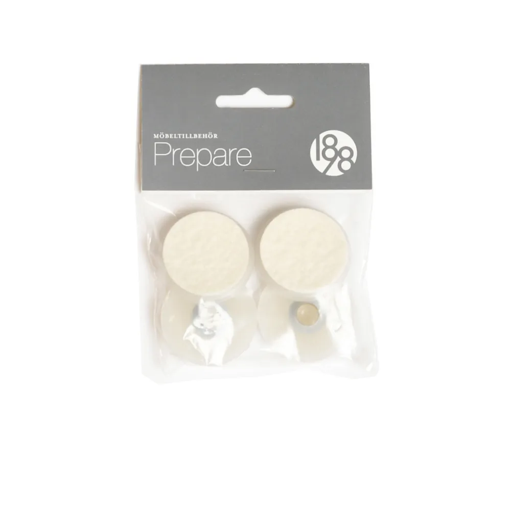 Prepare フロア保護, White, 37mm plastic felt tube rivet, 4 pcs 1898