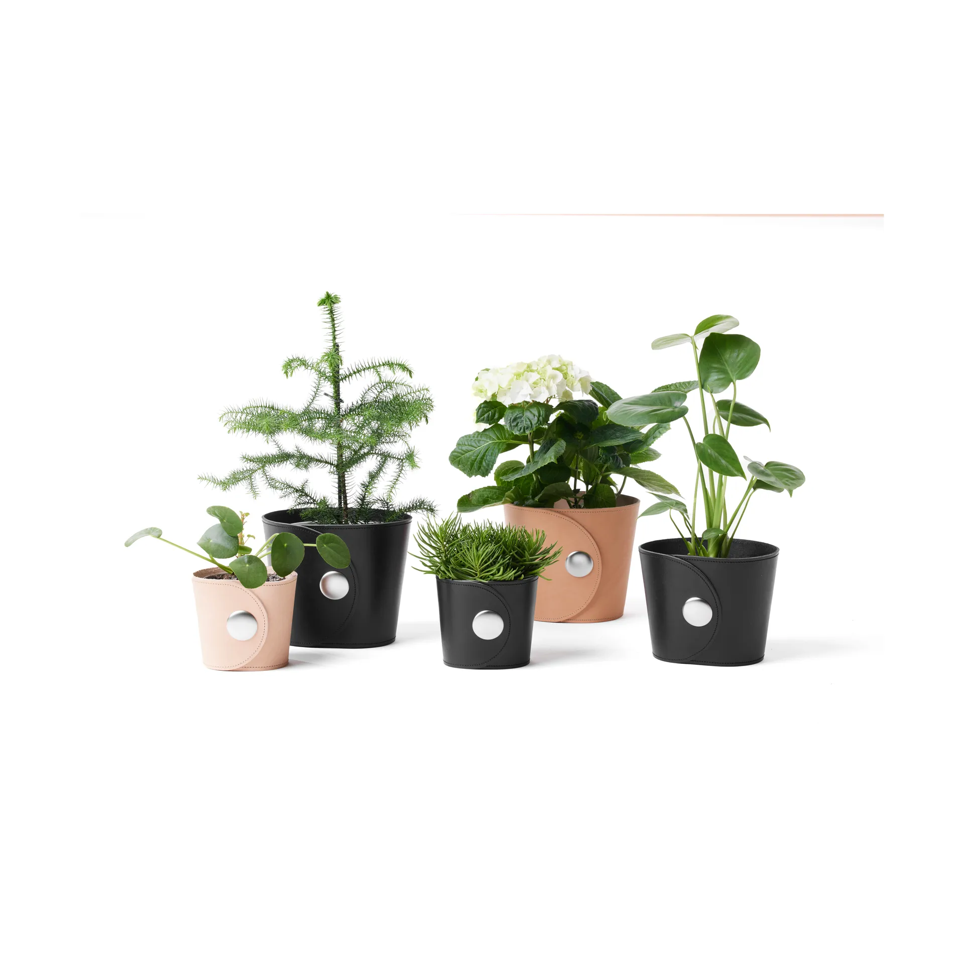 Hug フラワーポット, Tärnsjö leather black, Ø12x14 cm A2 | エイツー