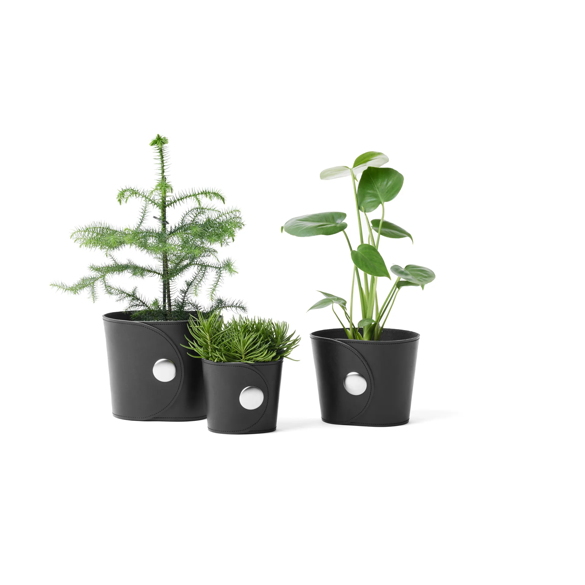 Hug フラワーポット, Tärnsjö leather black, Ø18x15 cm A2 | エイツー