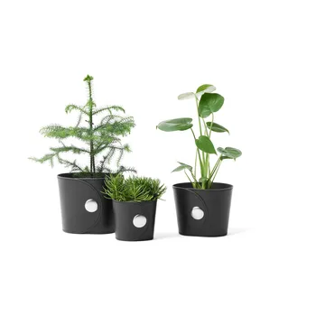 Hug フラワーポット - Tärnsjö leather black, Ø20x17 cm - A2 | エイツー