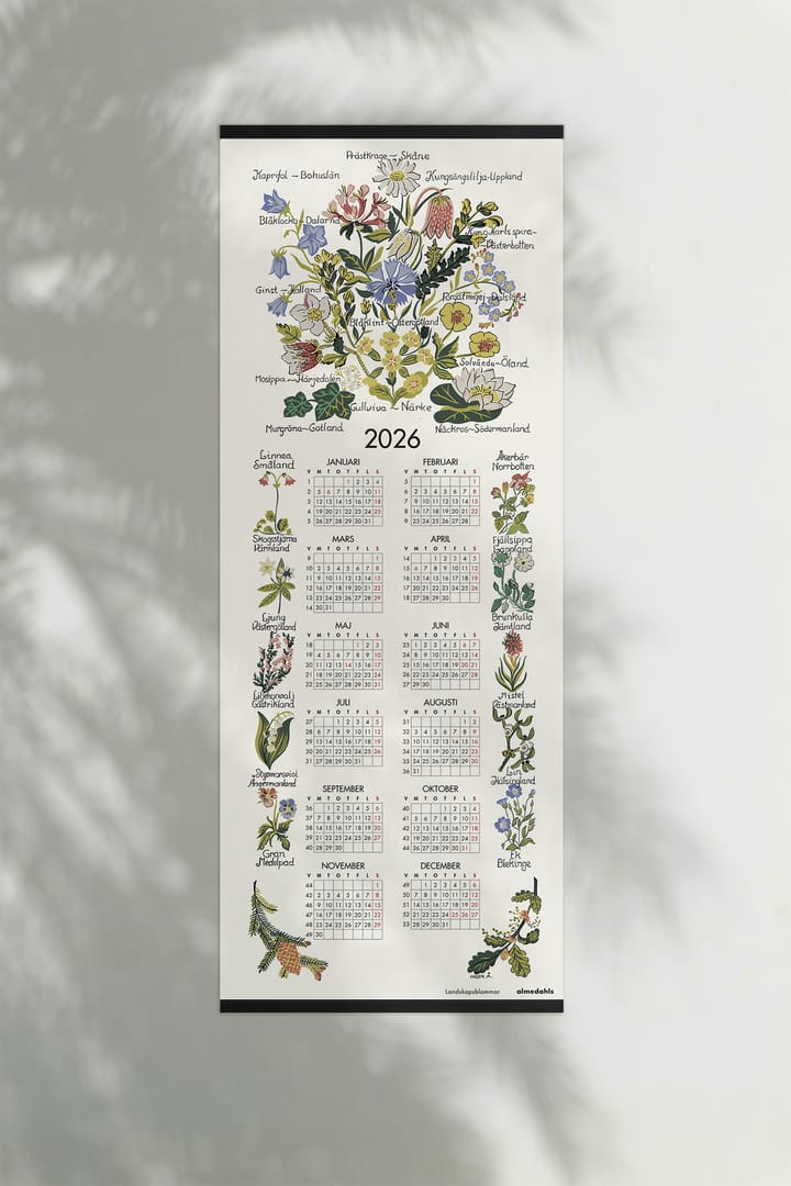 Landscape Flowers カレンダー 2026, 35x90 cm Almedahls | アルメダールズ