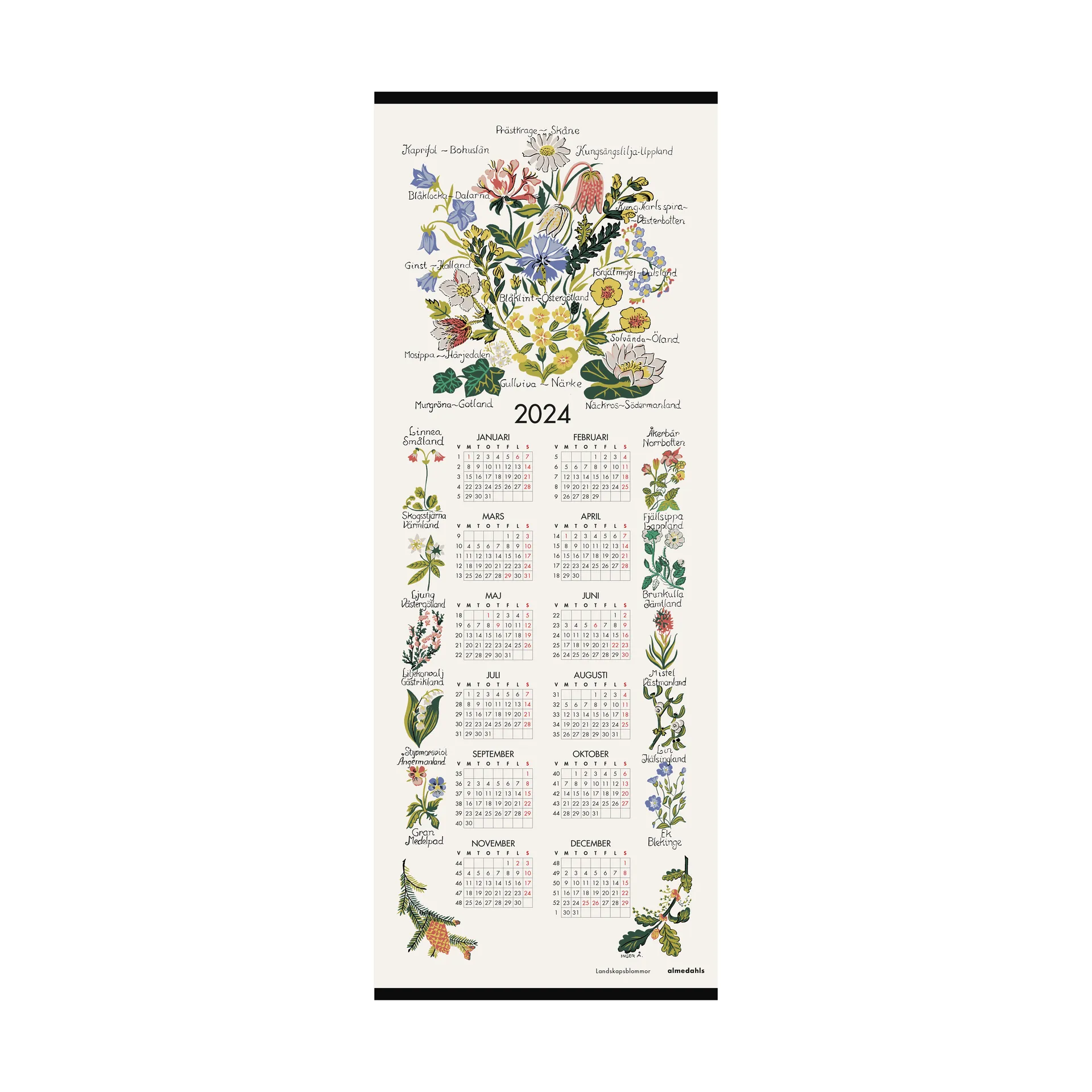 Landskapsblommor カレンダー 2024, 35x90 cm Almedahls | アルメダールズ