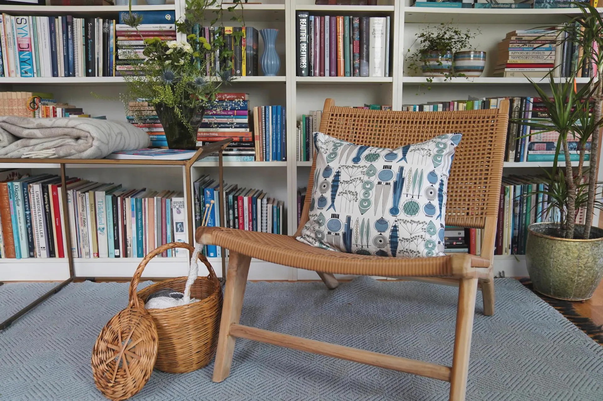 Picknick クッションカバー 47x47 cm, Blue-beige Almedahls | アルメダールズ