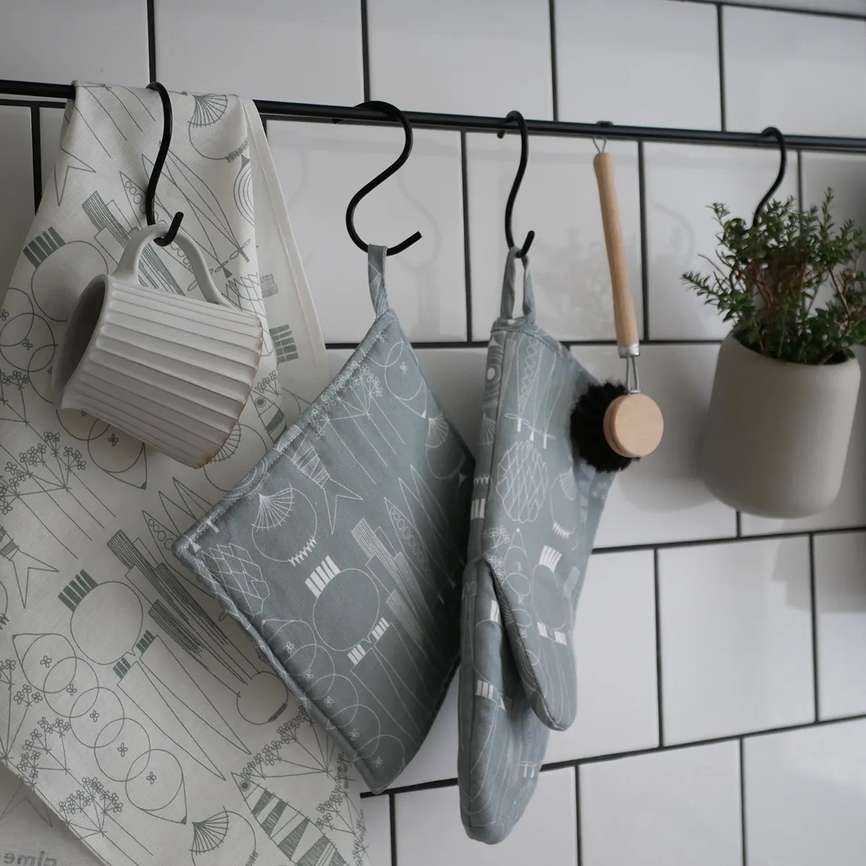 Picknick キッチンタオル, white-green-grey Almedahls | アルメダールズ