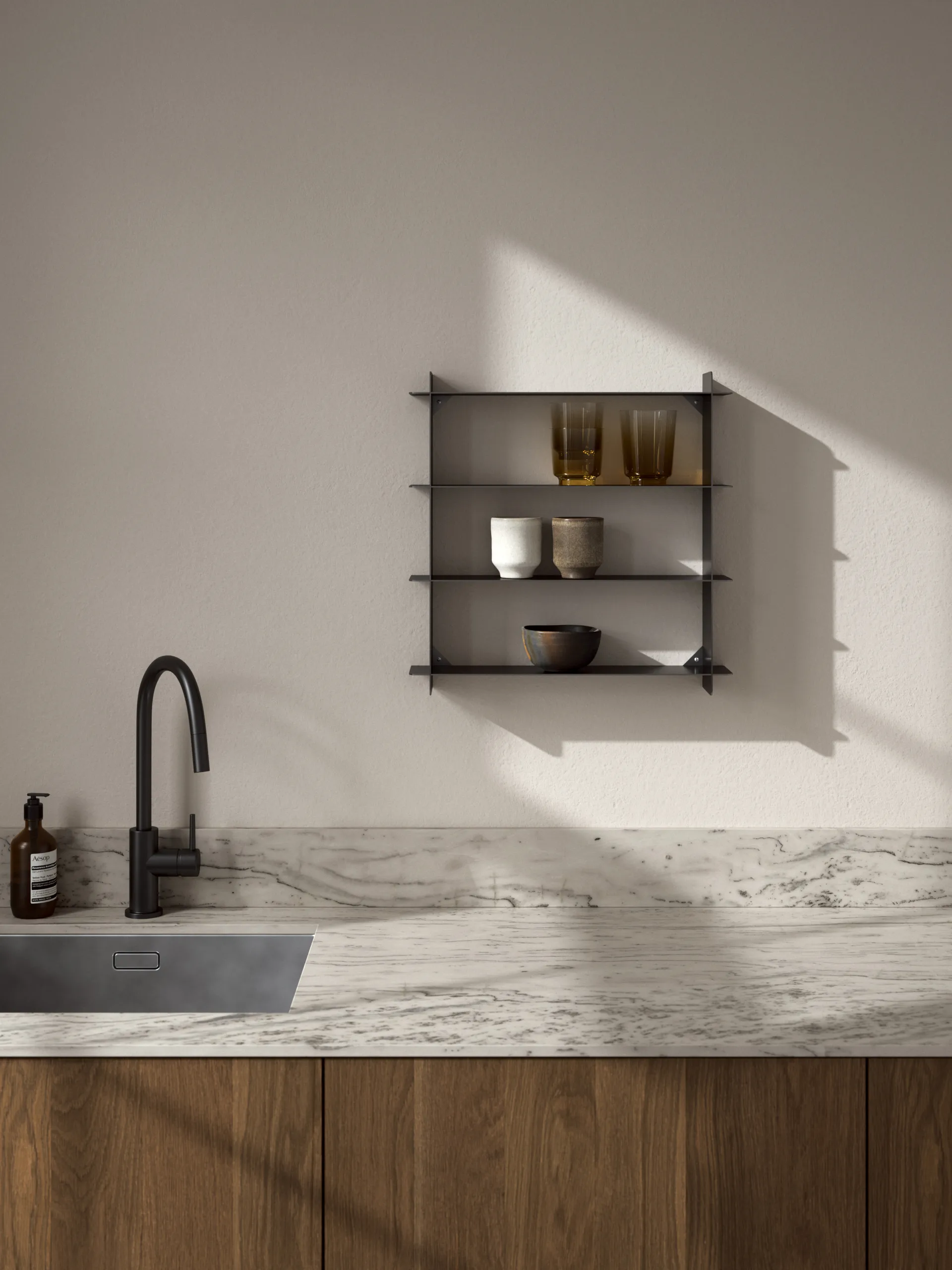 Division ウォールシェルフ, Black steel, 45x45x10 cm Andersen Furniture