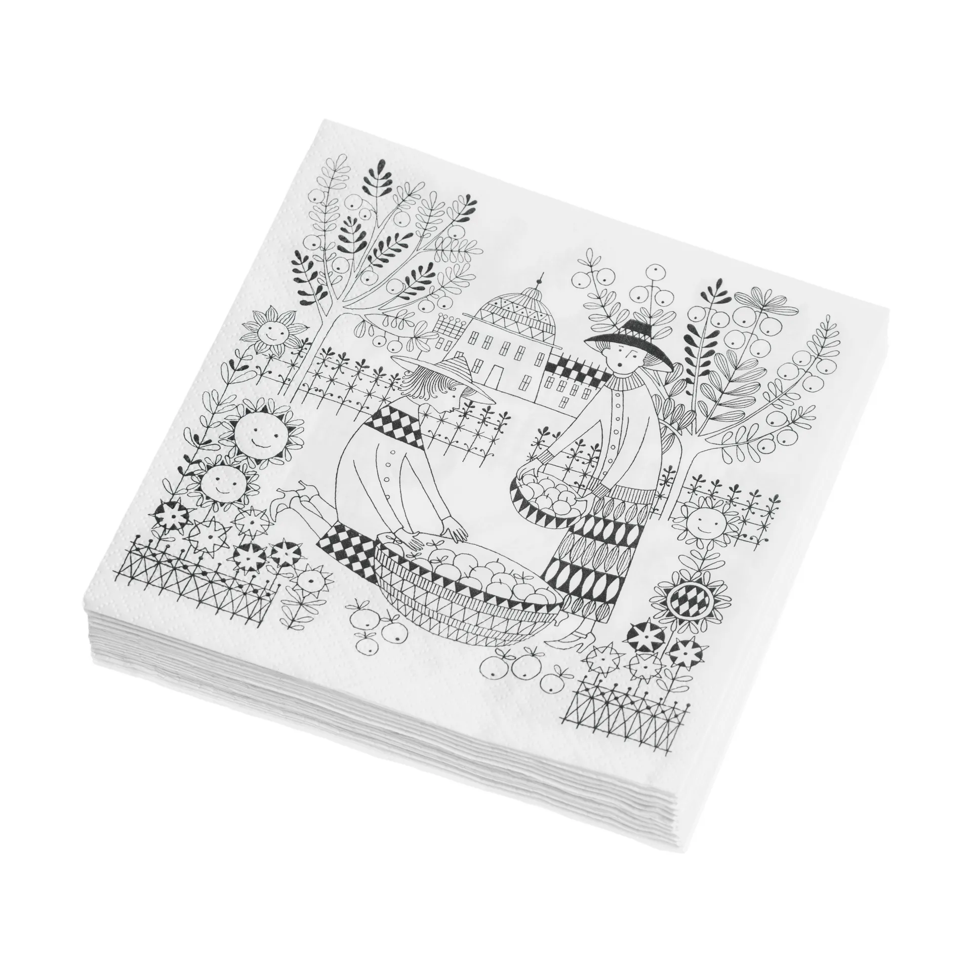 Emilia ペーパーナプキン 33x33 cm 20枚, Black-white Arabia | アラビア