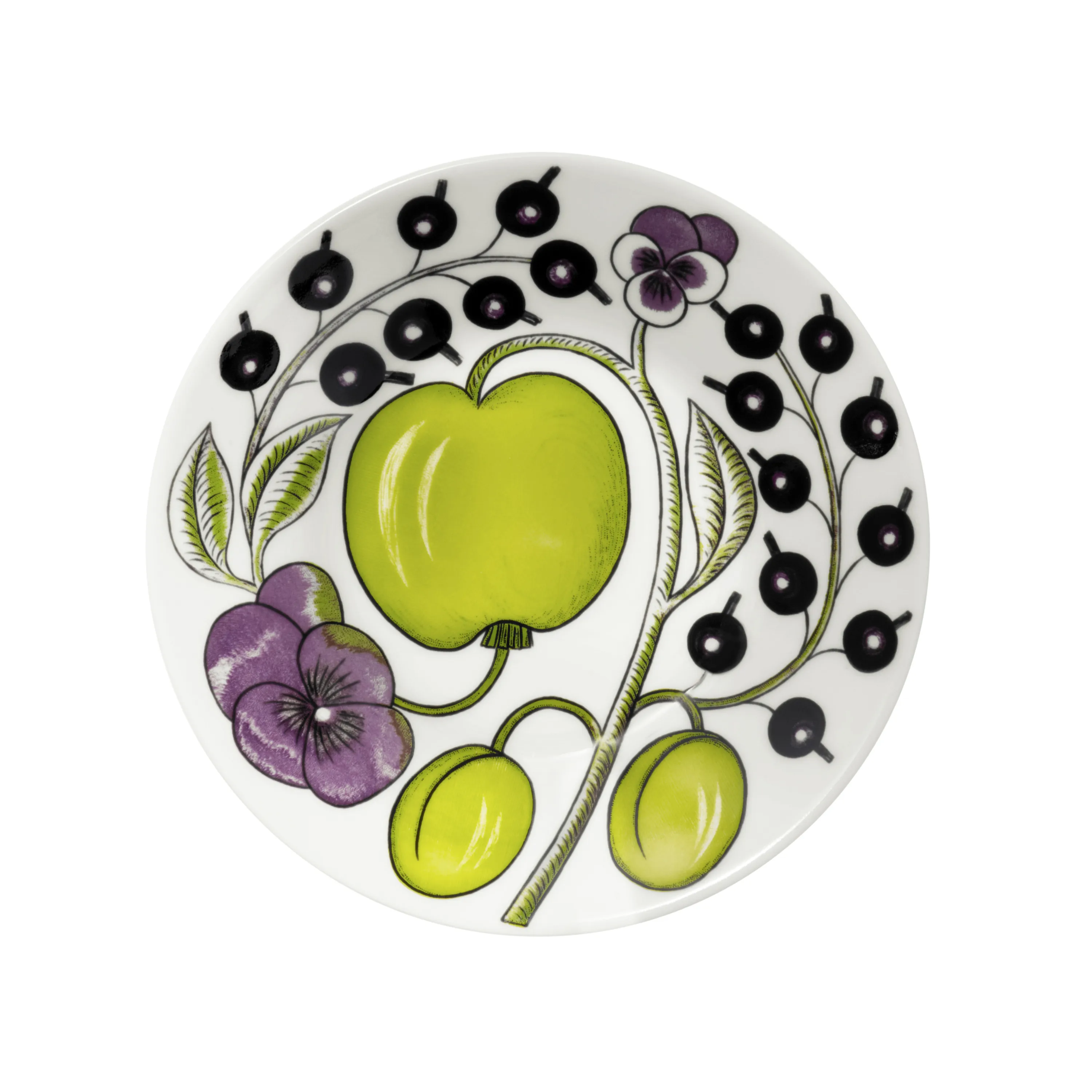 アラビア　黒い果物と花のデザイン皿 Amazon.co.jp: アラビア食器20cmプレートフルーツ柄プレート陶器装飾