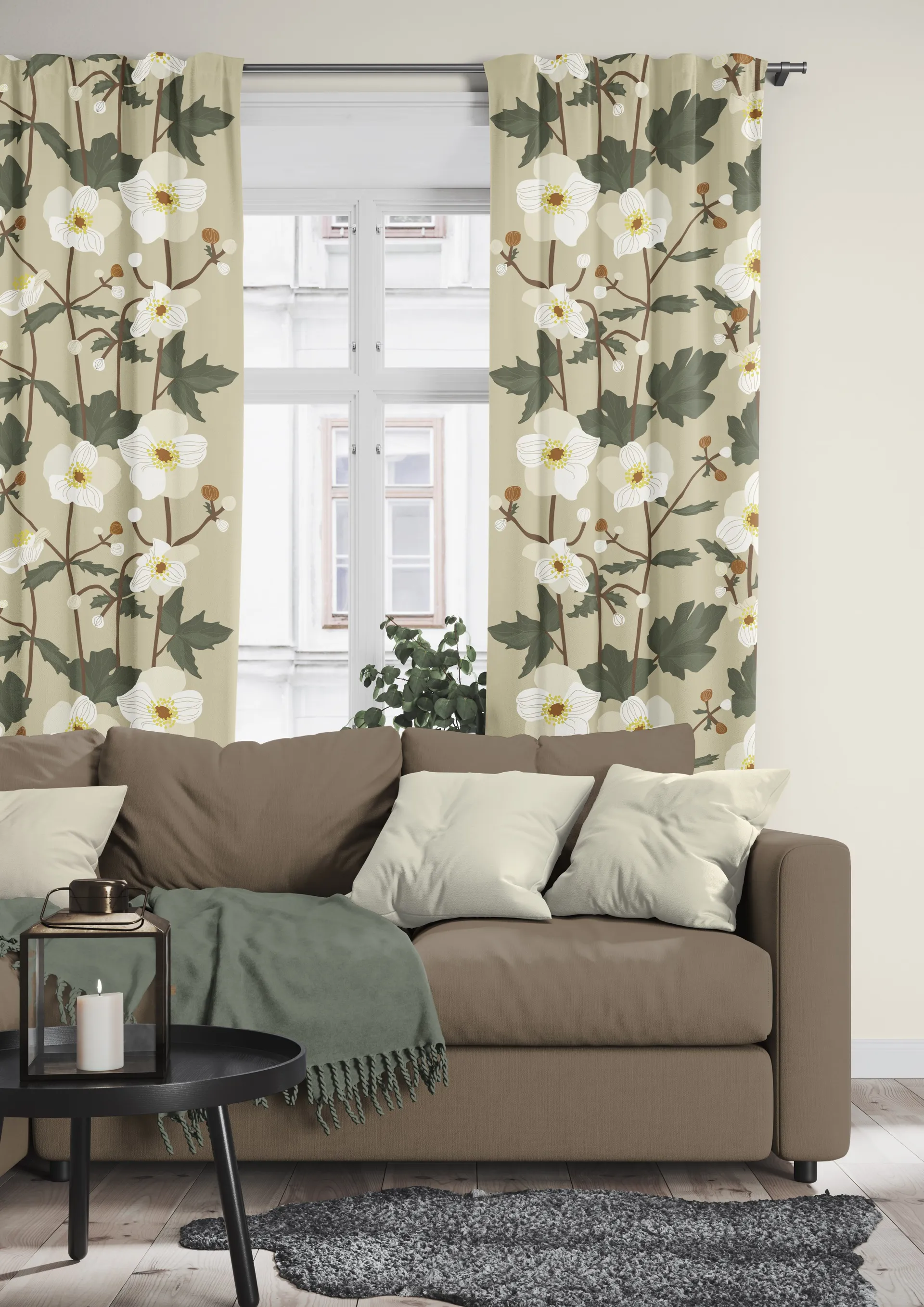 Anemon ファブリック, Beige Arvidssons Textil | アルビットソン