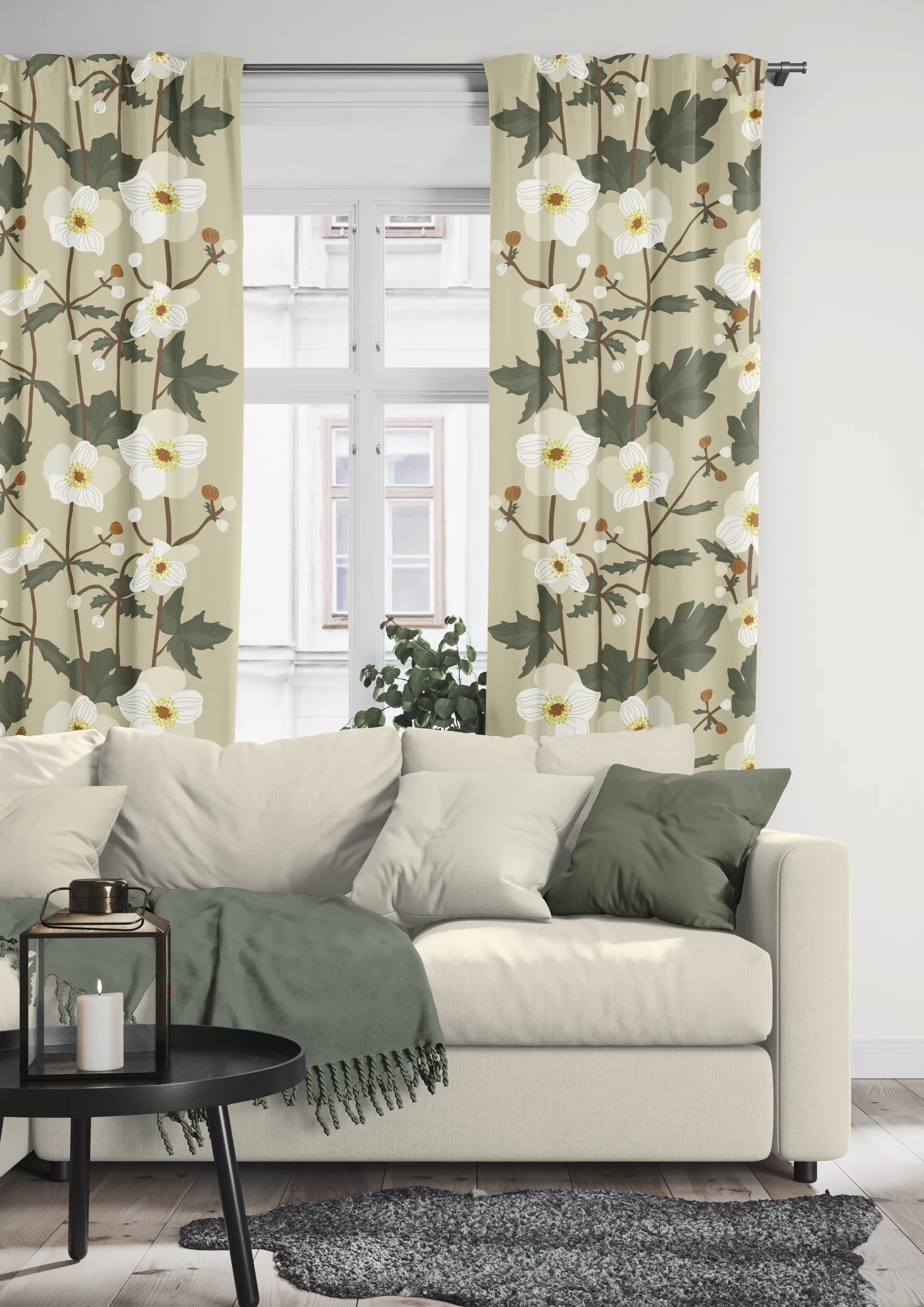 Anemon ファブリック, Beige Arvidssons Textil | アルビットソン