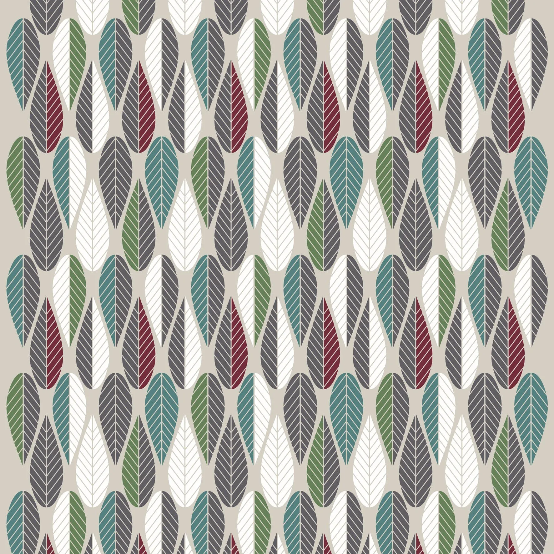 Blader ファブリック, burgundy-green-grey Arvidssons Textil | アルビットソン