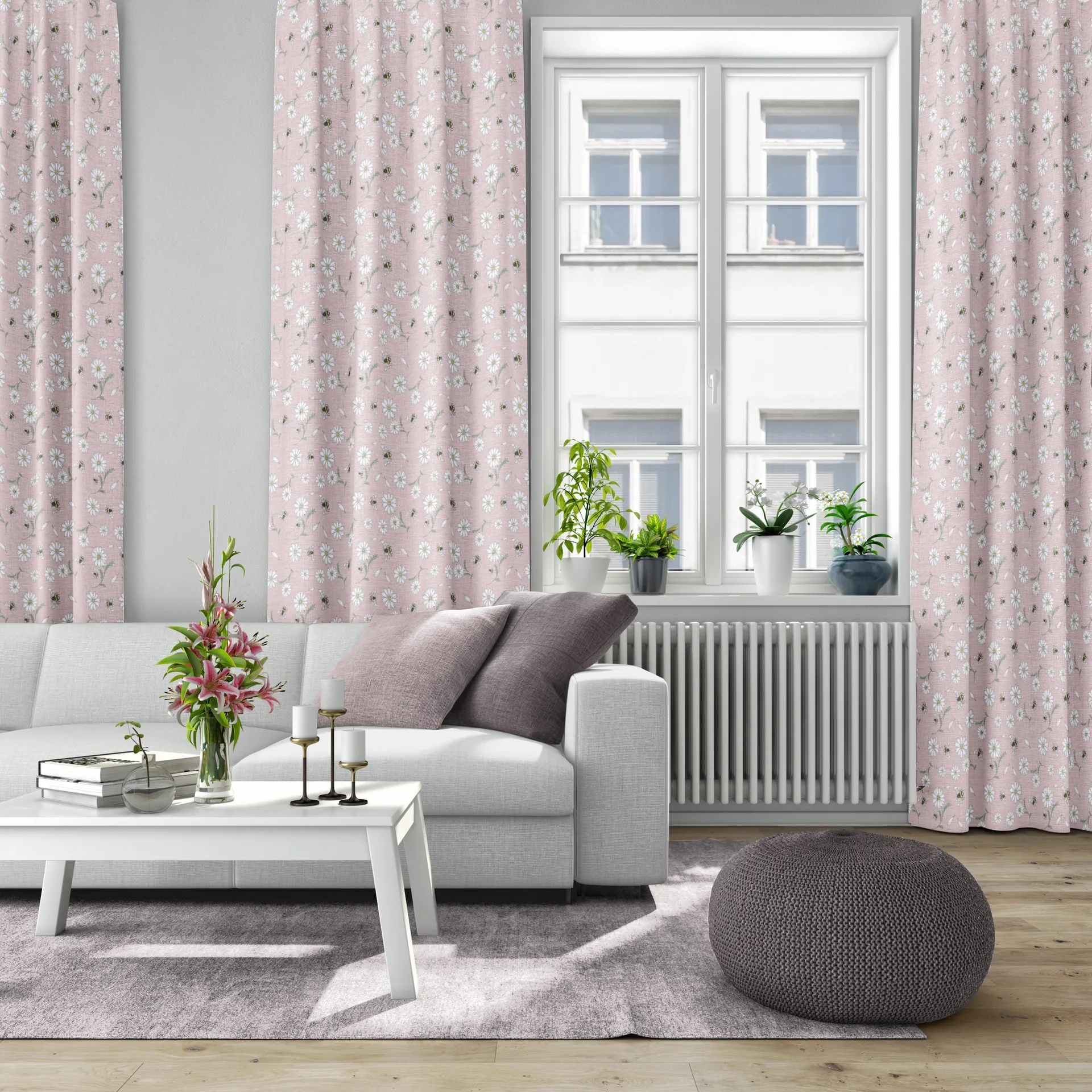 Blomstersurr ファブリック, Pink Arvidssons Textil | アルビットソン