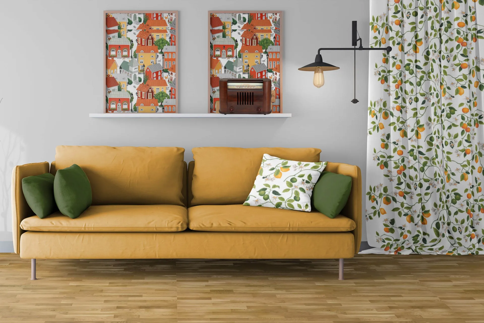Citrusträdet ファブリック, Green-green Arvidssons Textil | アルビットソン
