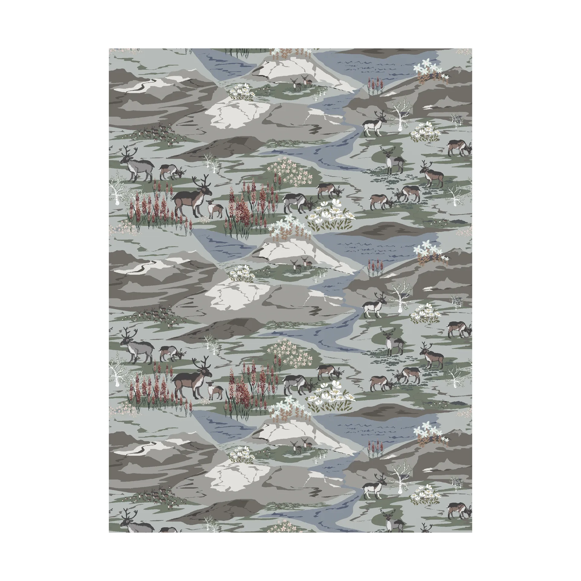 Fjällängar ファブリック, Gray/green Arvidssons Textil | アルビットソン