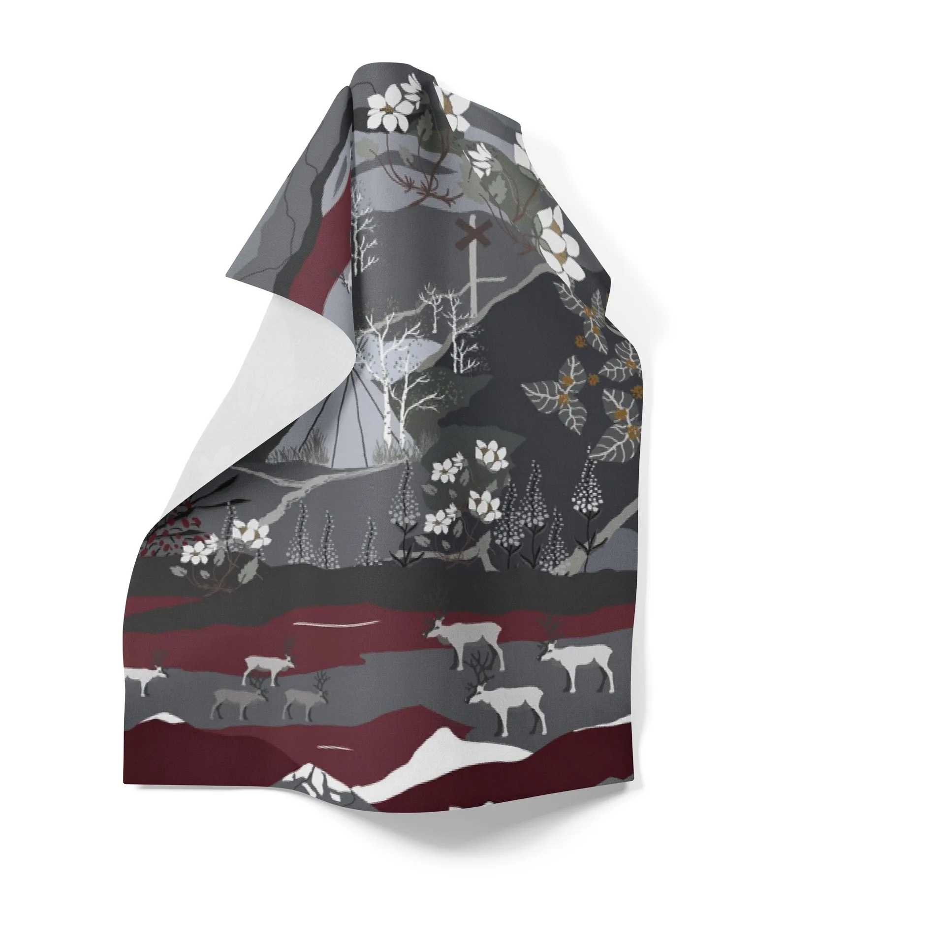 Fjällvandring キッチンタオル 46x70 cm, grey-burgundy Arvidssons Textil | アルビットソン