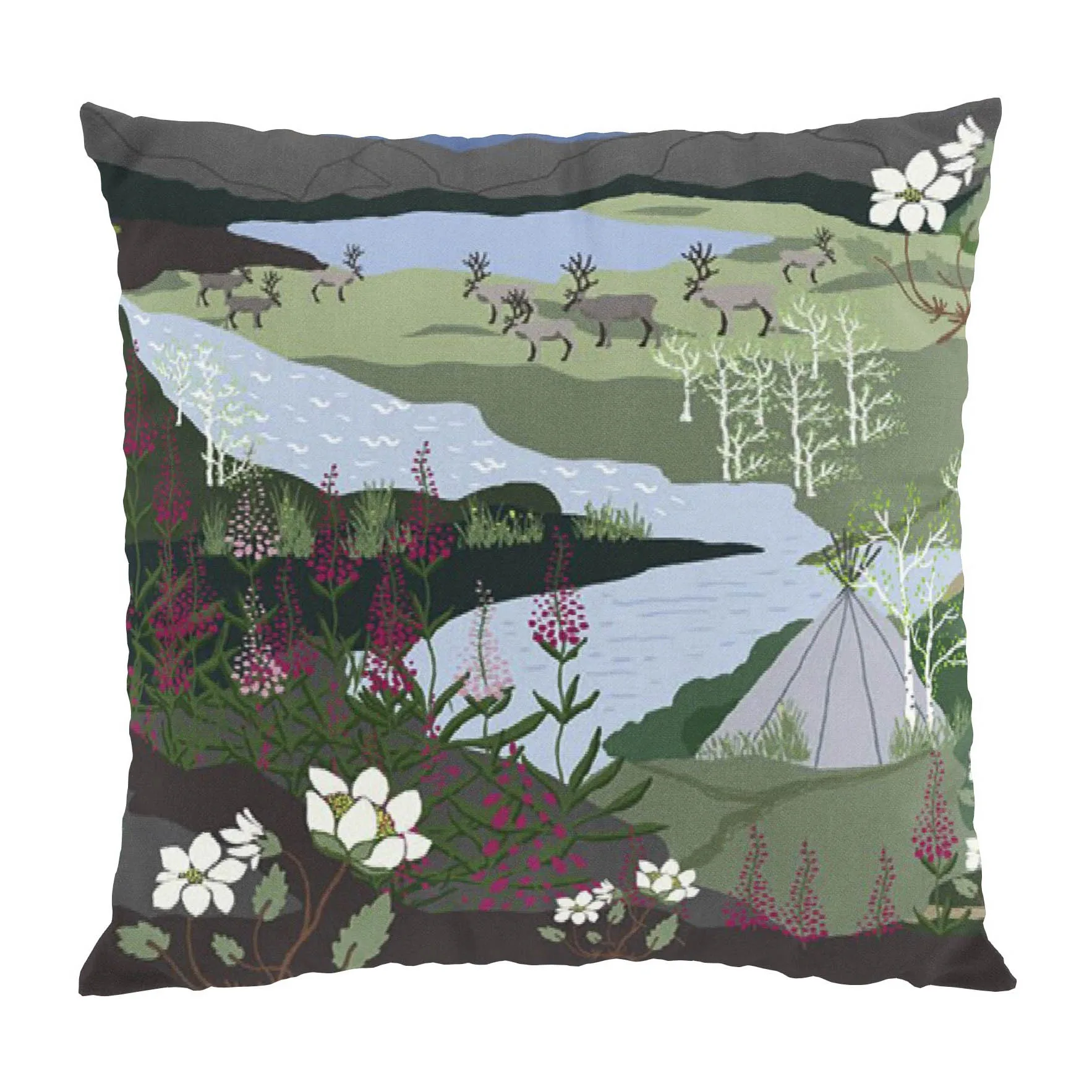 Fjällvandring クッションカバー 47x47 cm, Blue-green Arvidssons Textil | アルビットソン