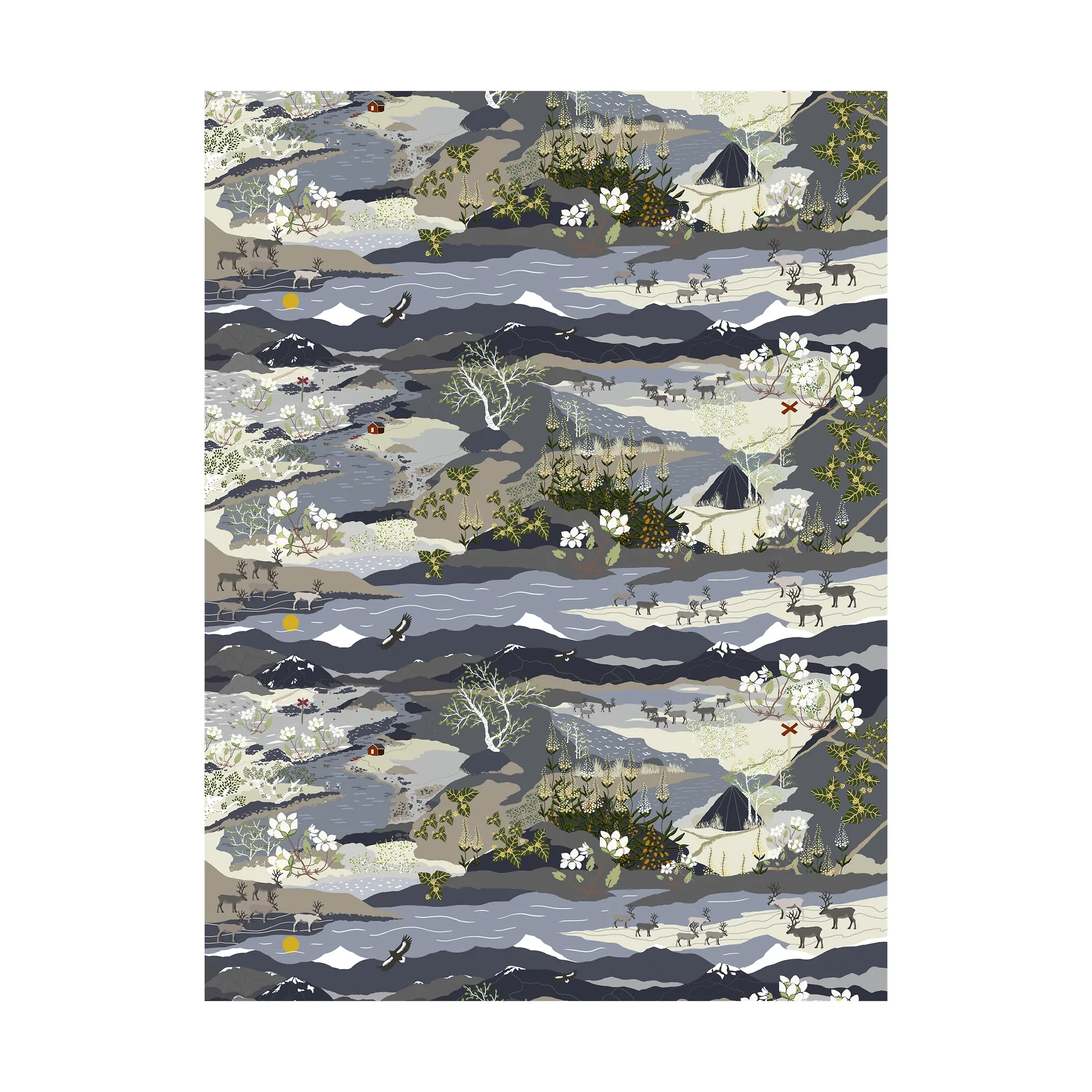 Fjällvandring オイルクロス, Blue Arvidssons Textil | アルビットソン