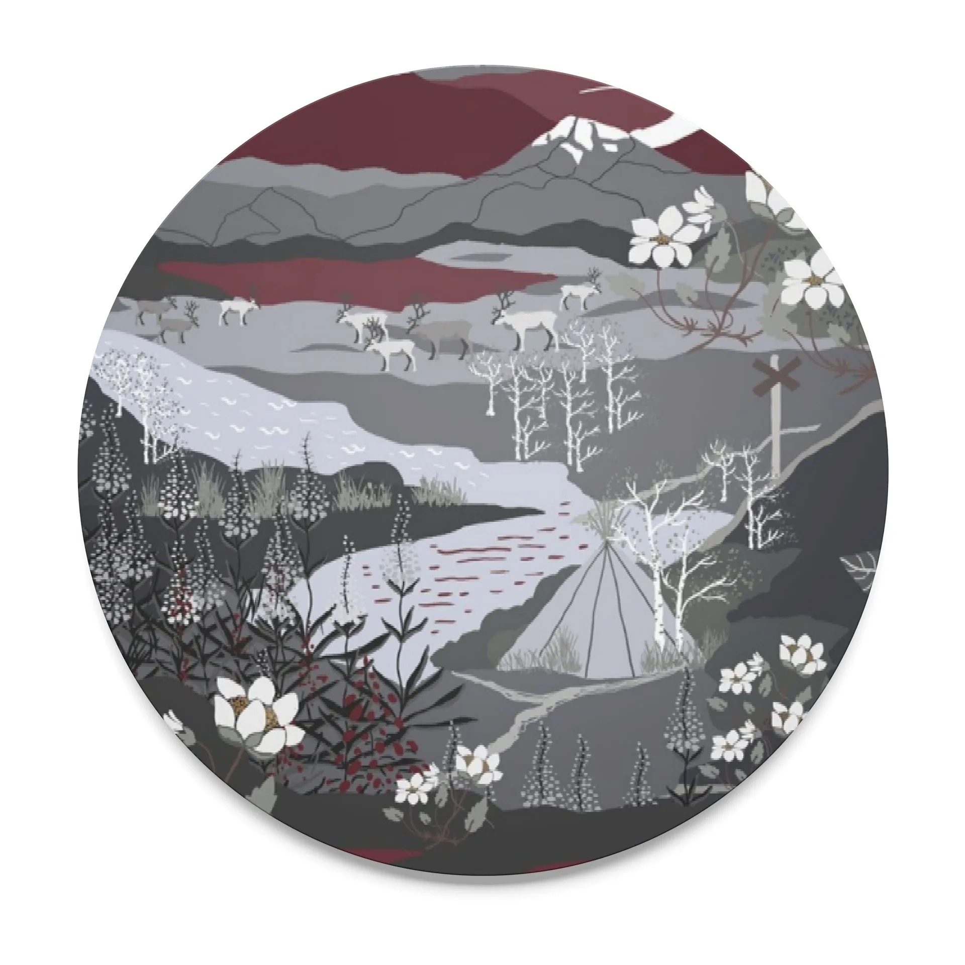 Fjällvandring 鍋敷き, grey-burgundy Arvidssons Textil | アルビットソン