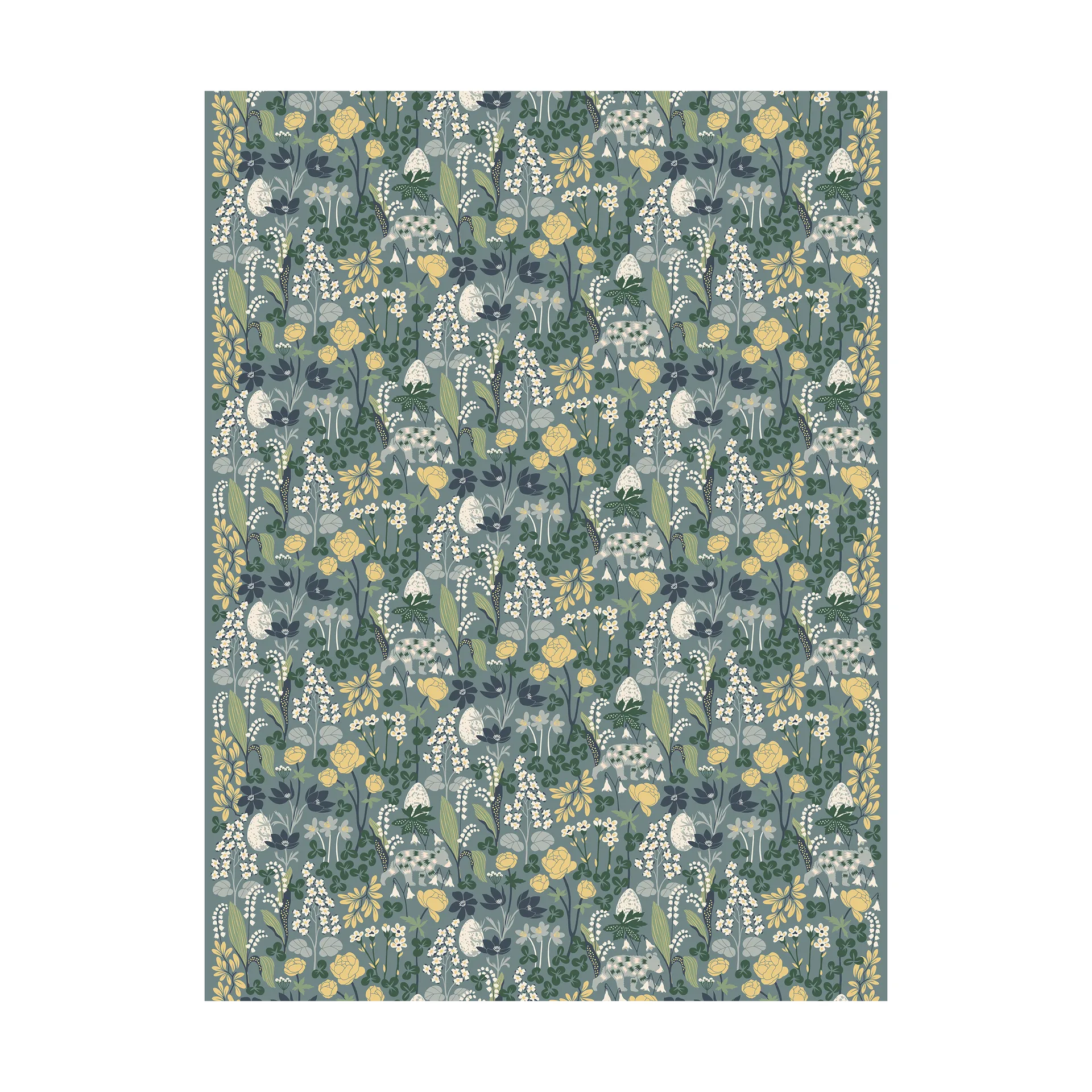 Här sover ingen björn ファブリック, Turquoise Arvidssons Textil | アルビットソン