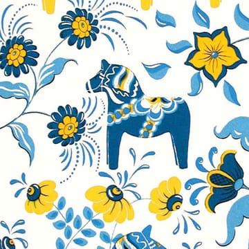 Leksand ファブリック - blue-yellow - Arvidssons Textil | アルビットソン
