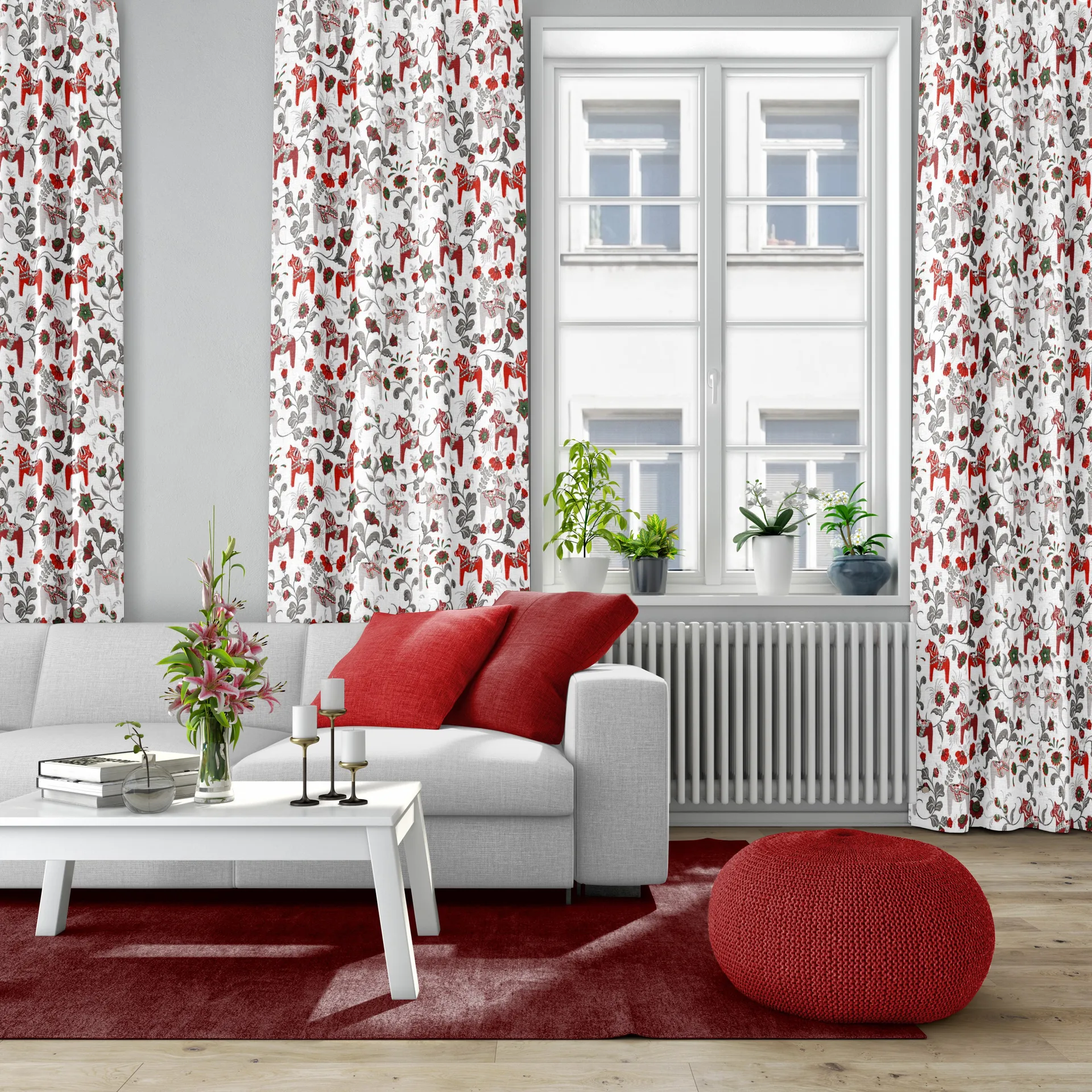 Leksand ファブリック, Wine red Arvidssons Textil | アルビットソン