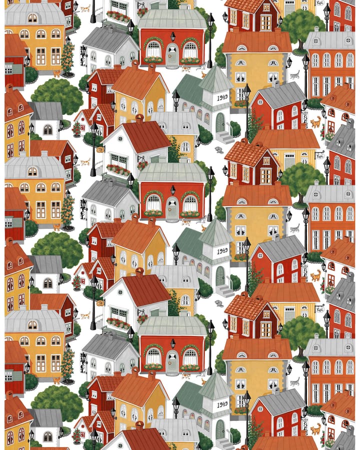 Lyckeby blommar ファブリック - Red-orange - Arvidssons Textil | アルビットソン