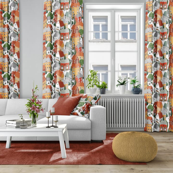 Lyckeby blommar ファブリック, Red-orange Arvidssons Textil | アルビットソン