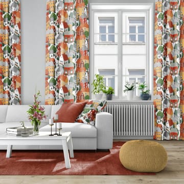 Lyckeby blommar ファブリック - Red-orange - Arvidssons Textil | アルビットソン