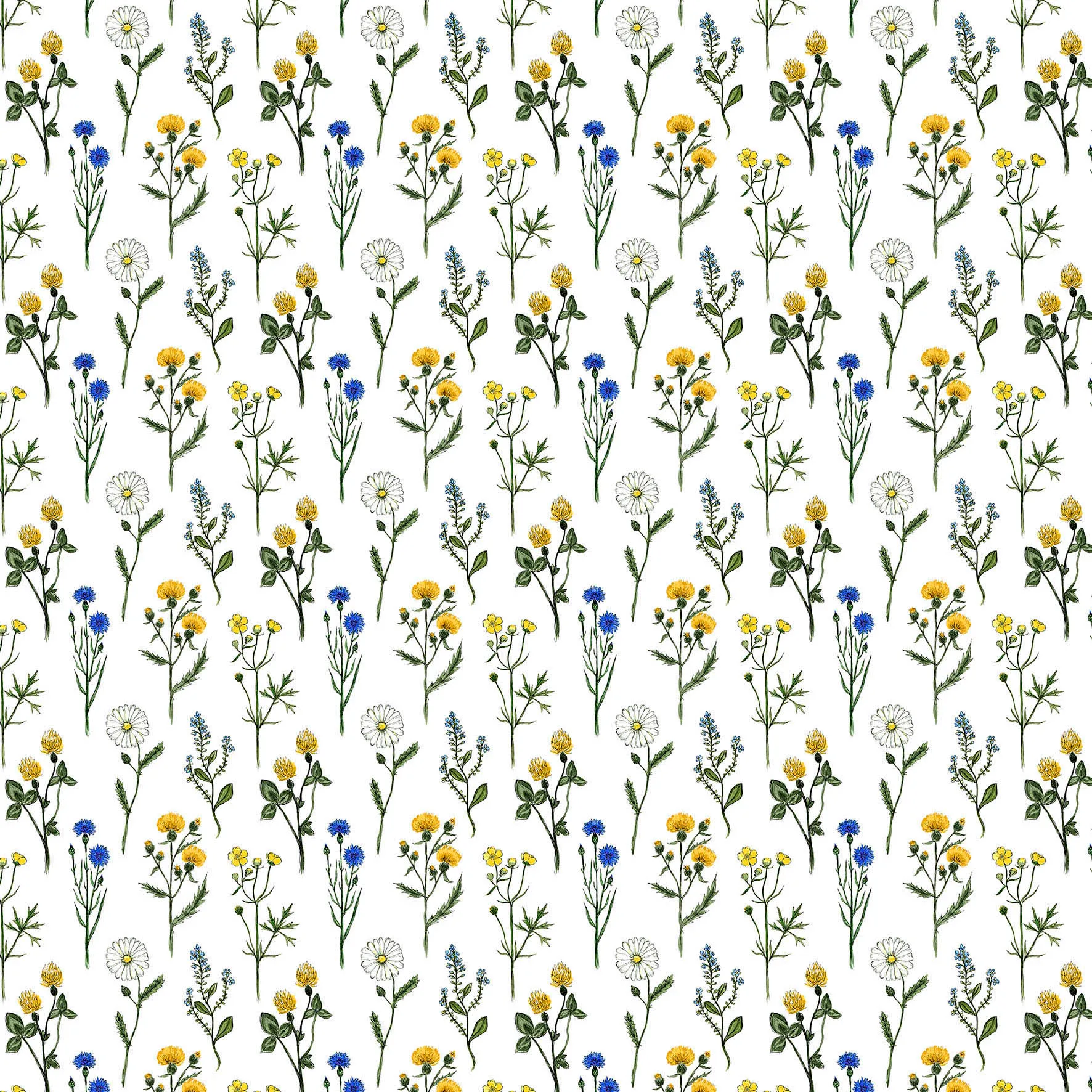 Midsommar ファブリック, yellow-blue Arvidssons Textil | アルビットソン