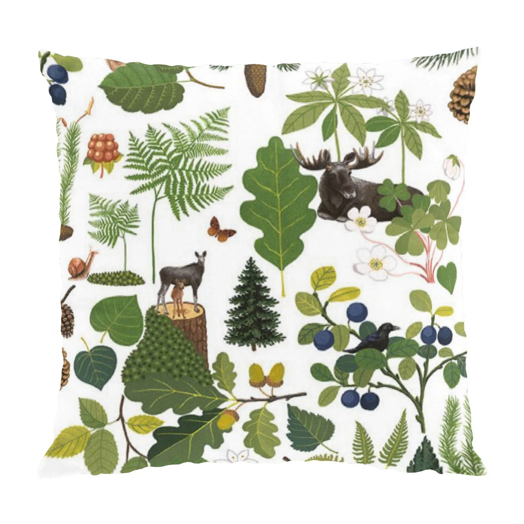 Skogsliv クッションカバー 47x47 cm, Green Arvidssons Textil | アルビットソン