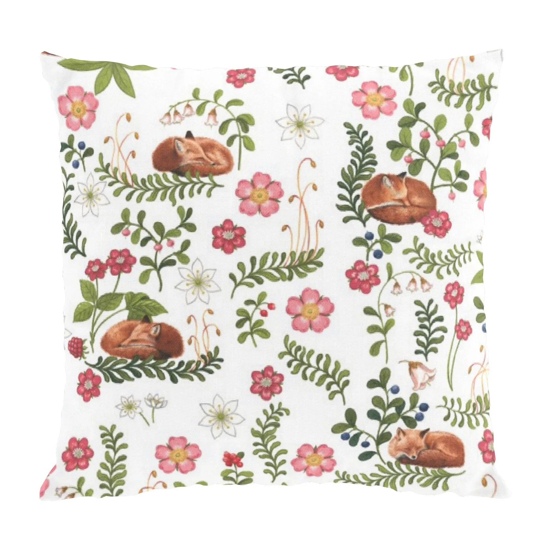 Sova räv ピローケース 47x47 cm, Green-pink Arvidssons Textil | アルビットソン