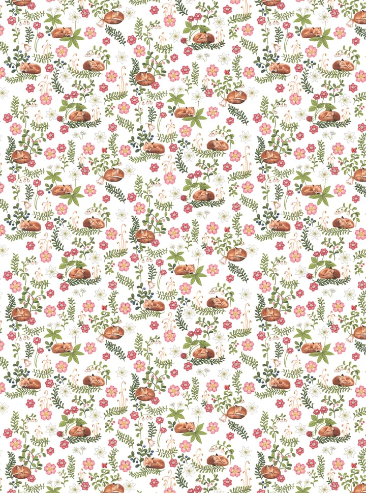 Sova räv ファブリック - Green-pink - Arvidssons Textil | アルビットソン