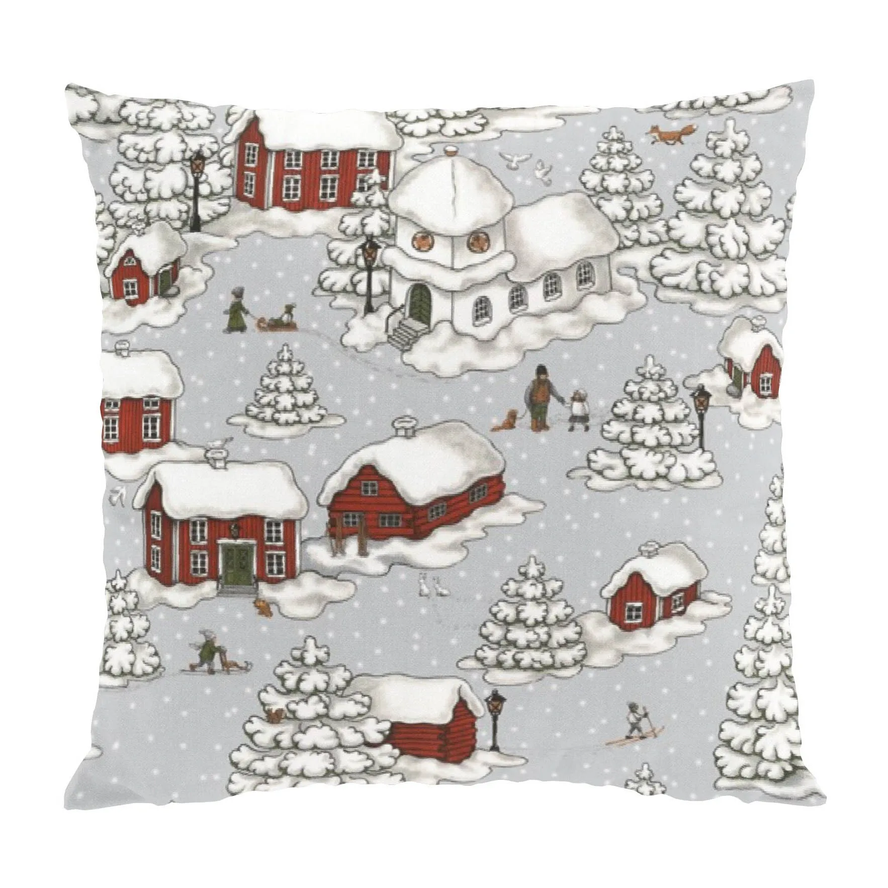Timmerbyn ピローケース 47x47 cm, grey-red Arvidssons Textil | アルビットソン