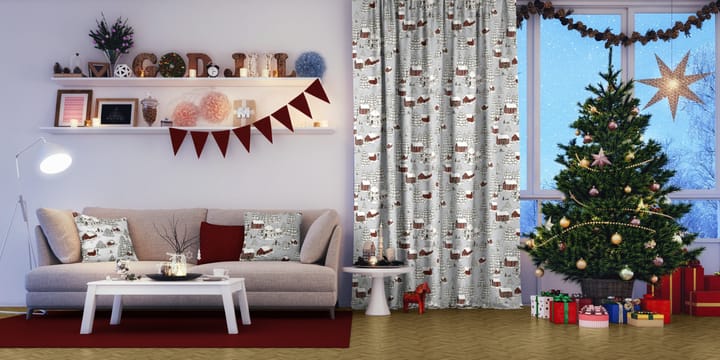 Timmerbyn ファブリック, grey-red Arvidssons Textil | アルビットソン