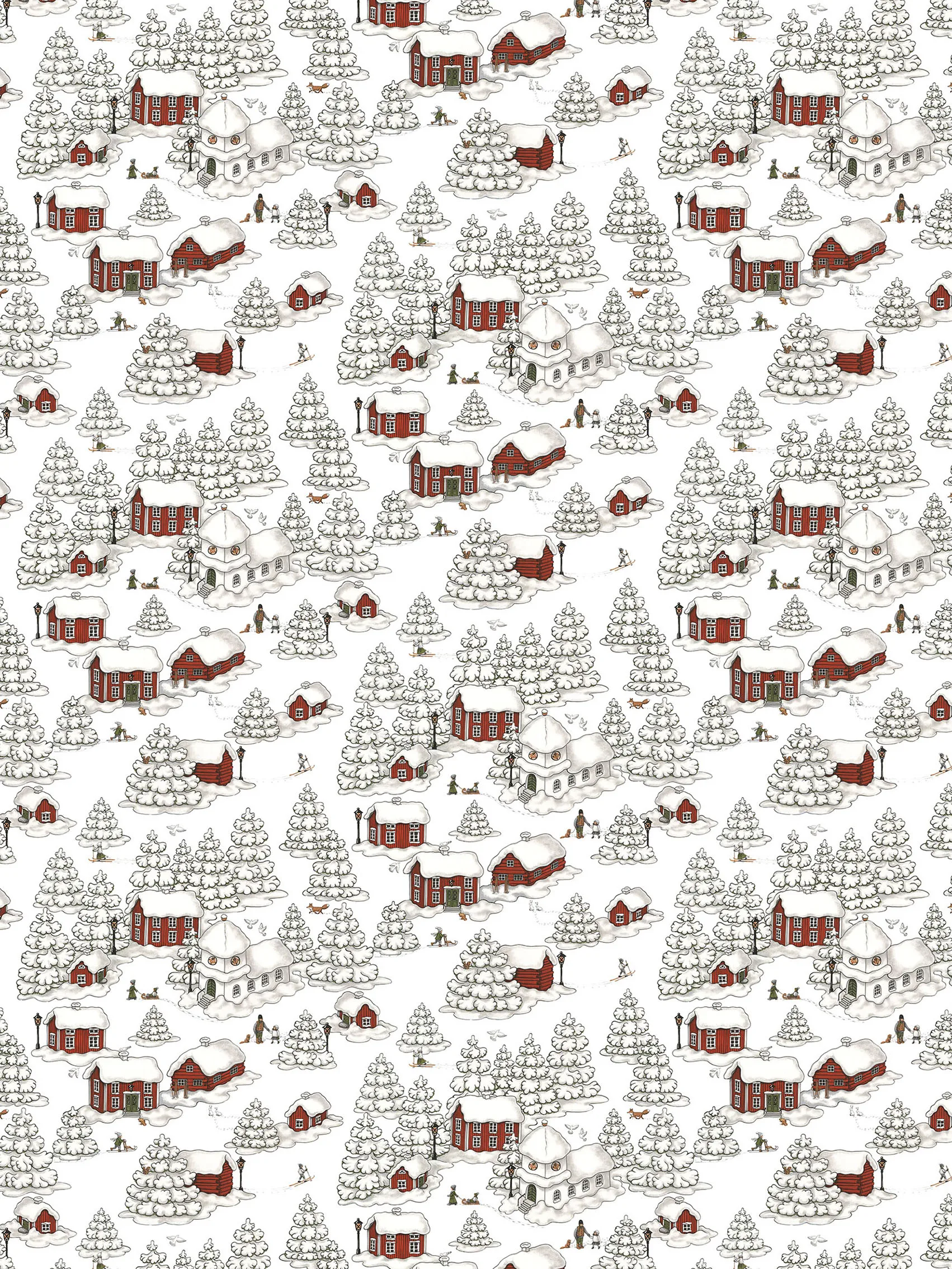 Timmerbyn ファブリック, Off white-grey-red Arvidssons Textil | アルビットソン