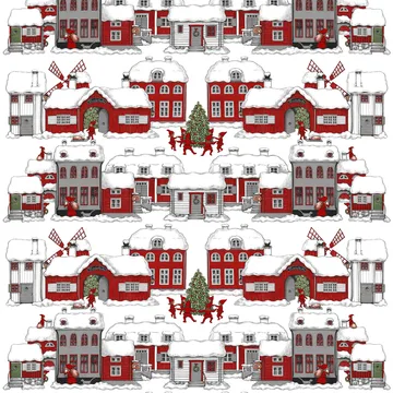 Tomteboda ファブリック - off white-red - Arvidssons Textil | アルビットソン