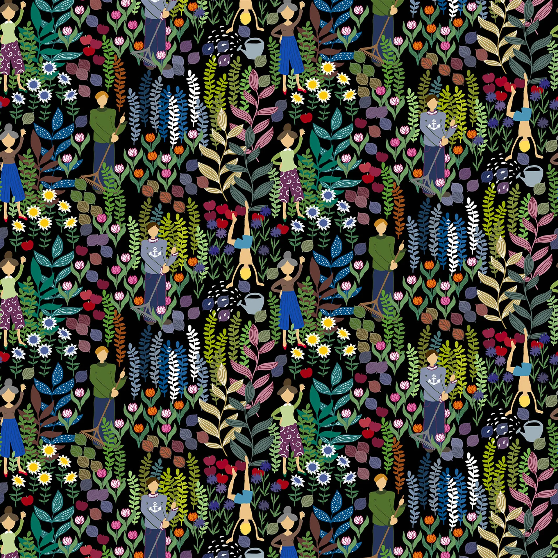 Trädgård ファブリック, black Arvidssons Textil | アルビットソン