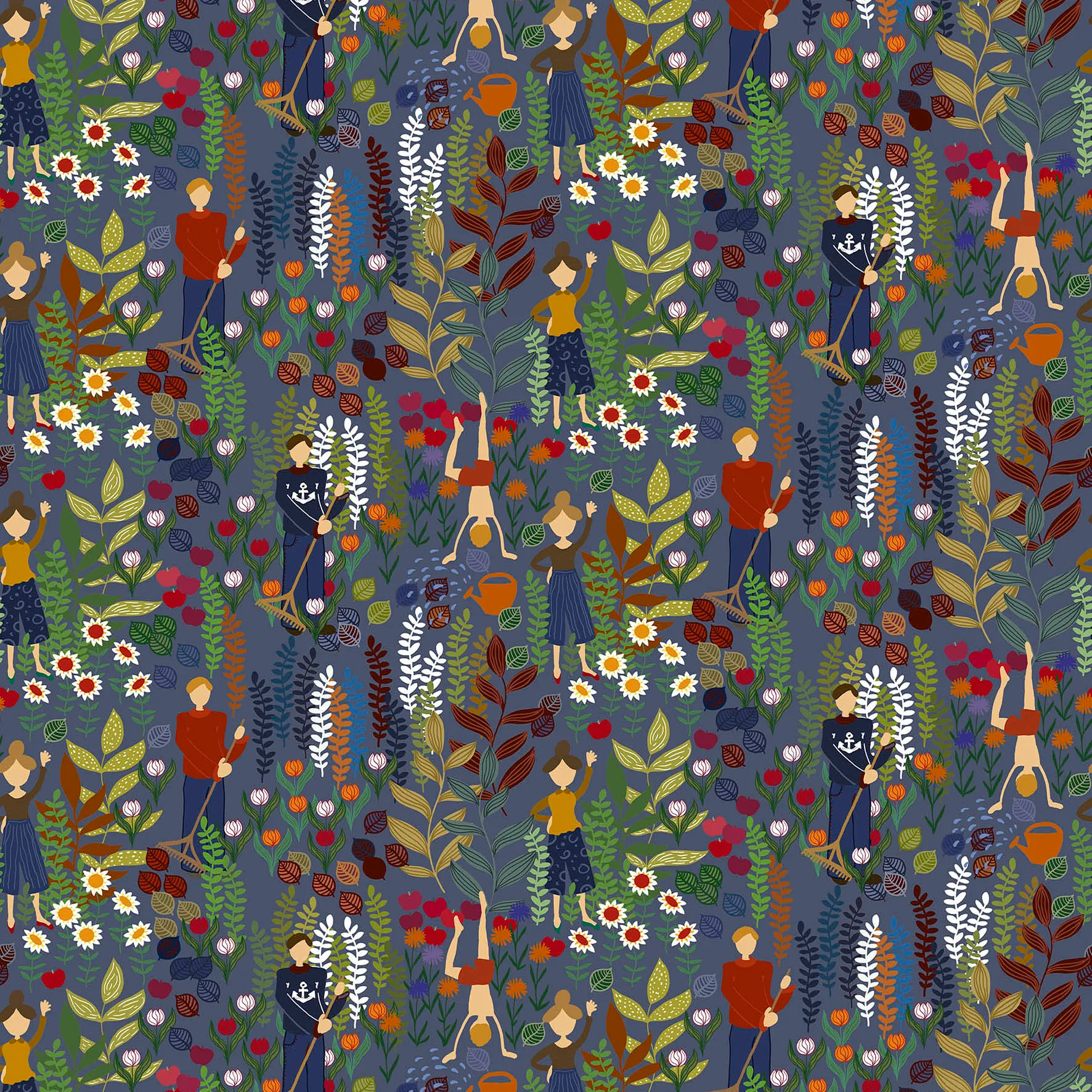 Trädgård ファブリック, blue Arvidssons Textil | アルビットソン