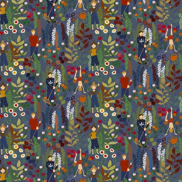 Trädgård ファブリック - blue - Arvidssons Textil | アルビットソン