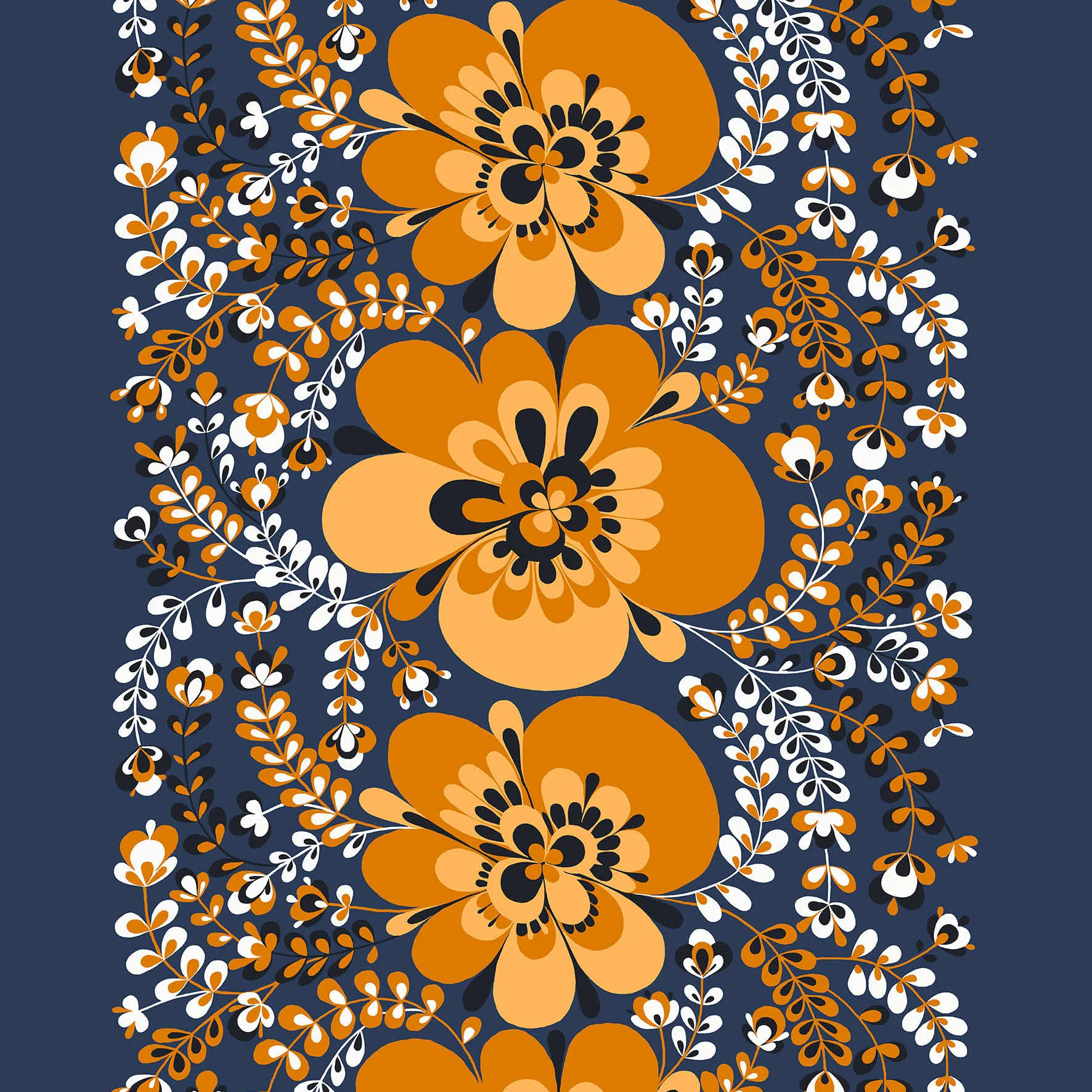 Viveka ファブリック, orange-blue Arvidssons Textil | アルビットソン